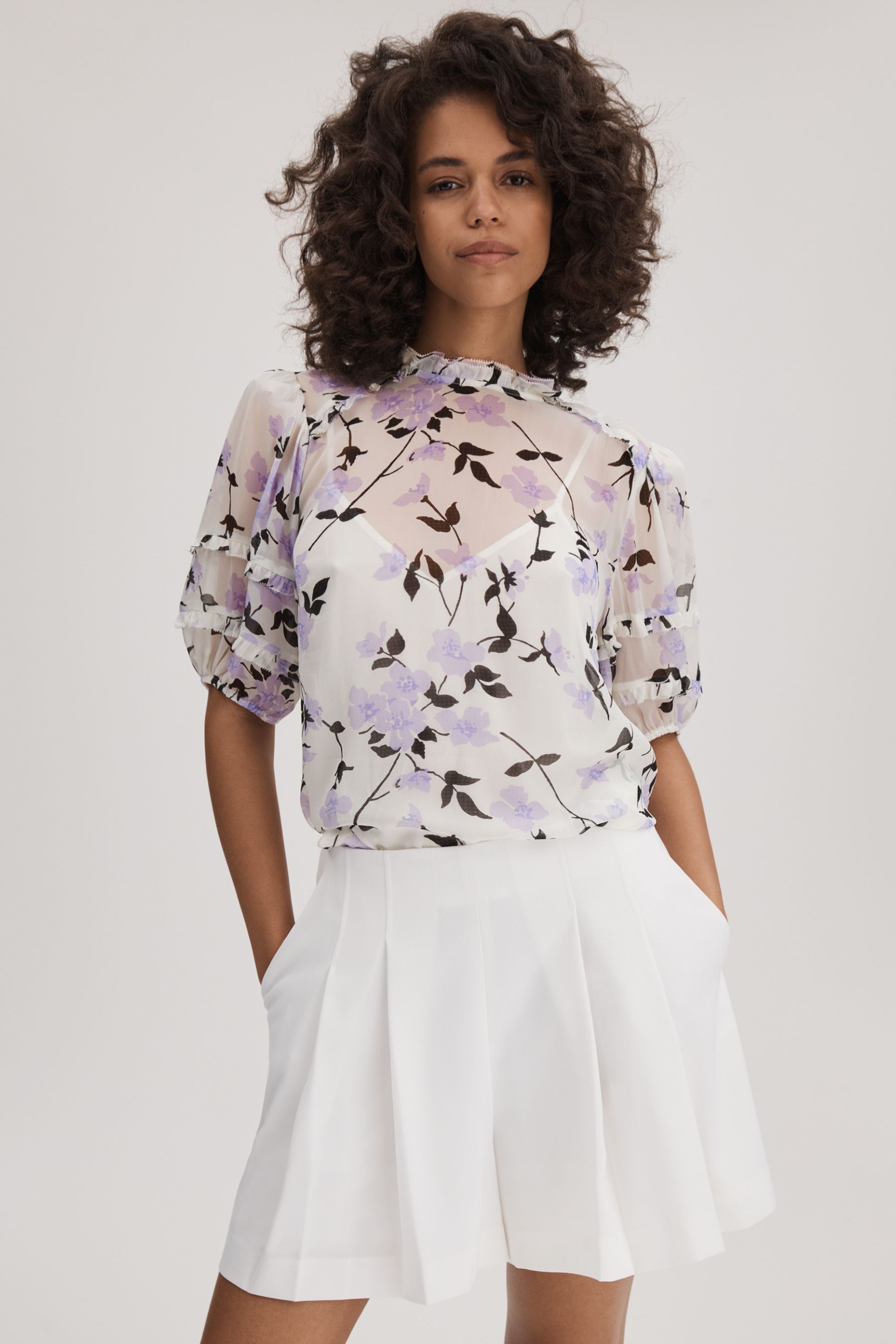 Florere Blouse Viscose Printed, Lilac Size: 8