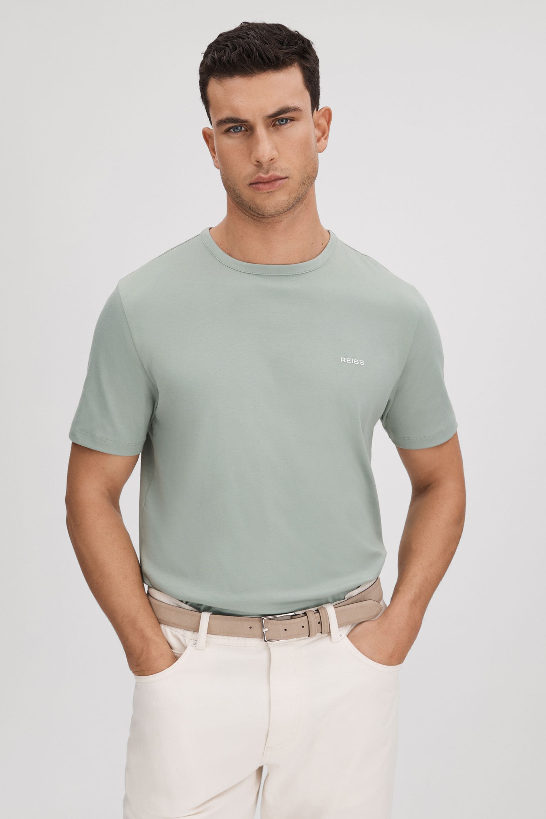 Reiss Russell - Sage Slim Fit Cotton Crew T-shirt, L
