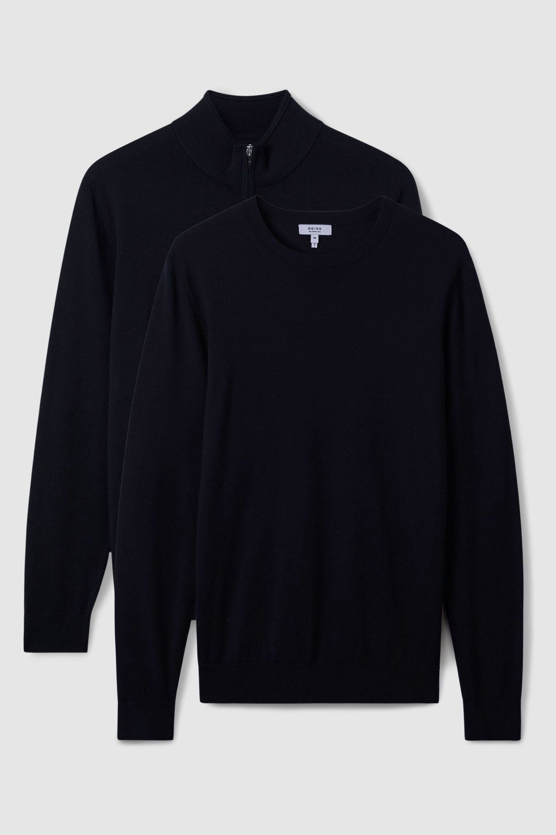 Reiss Men's Navy Blue Wool Jumper, Size: M