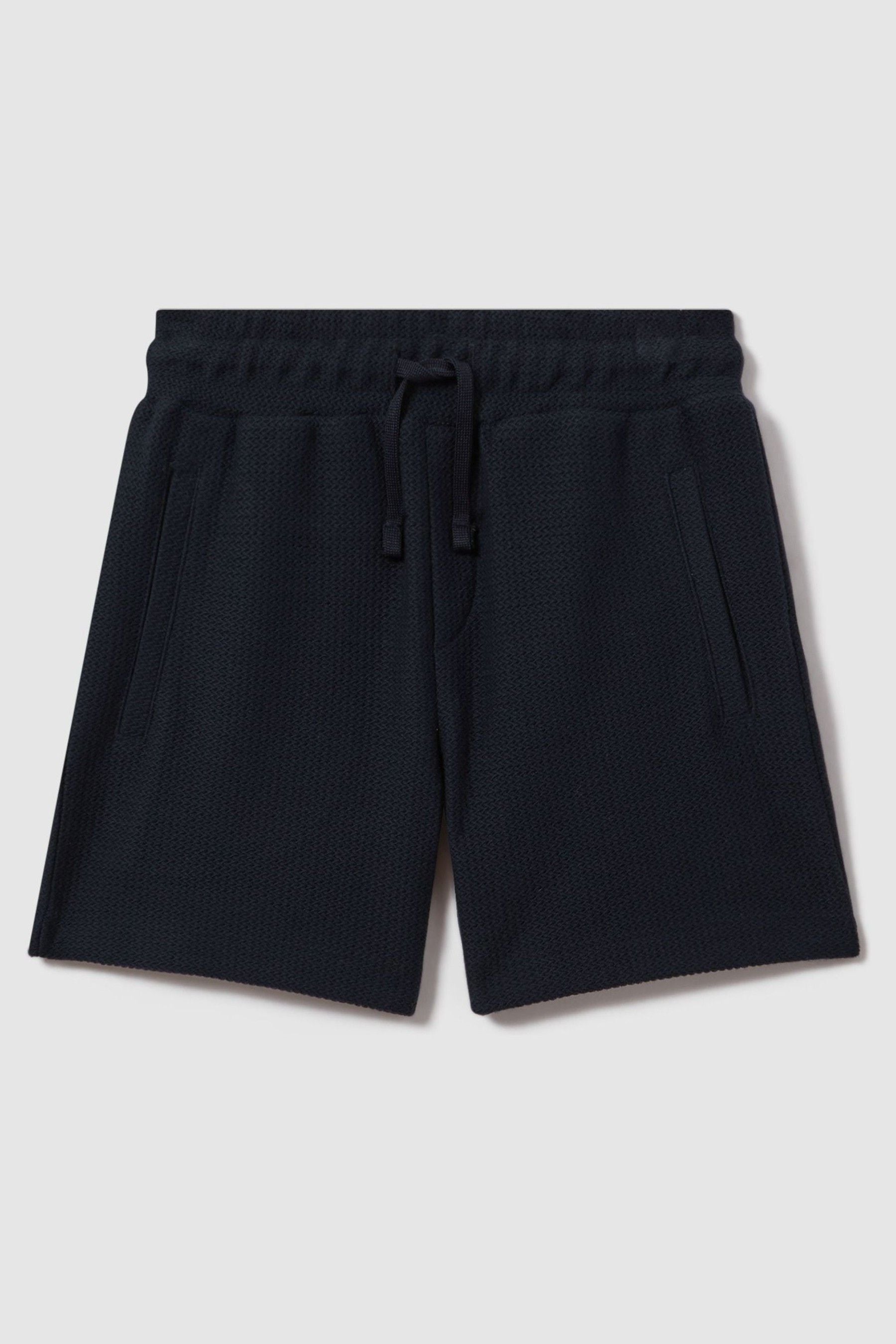 Shop Reiss Hester - Navy Junior Textured Cotton Drawstring Shorts, Age 8-9 Years