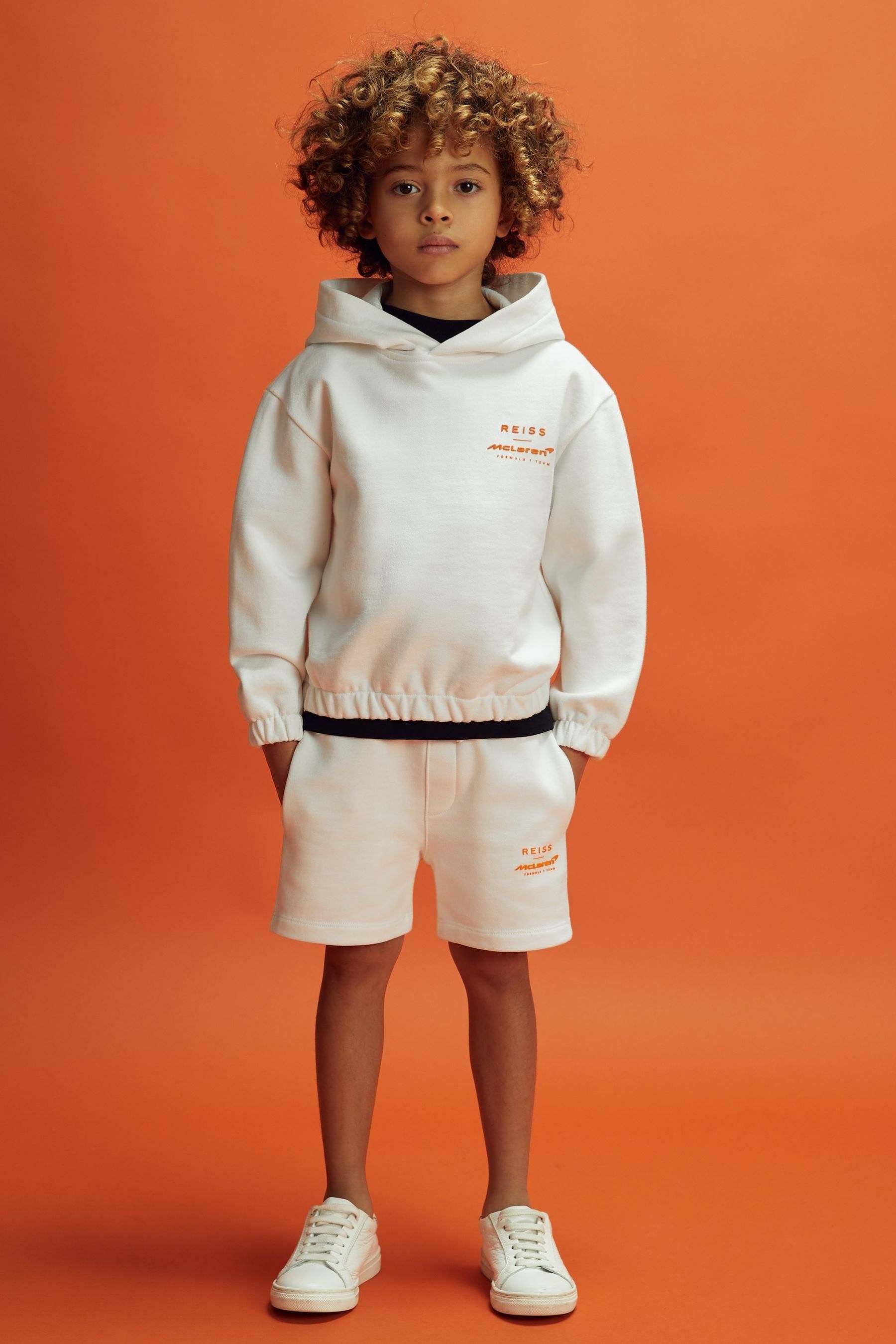 MCLAREN X MCLAREN F1 TEAM WHITE 9-13 YRS MCLAREN F1 COTTON DRAWSTRING SHORTS
