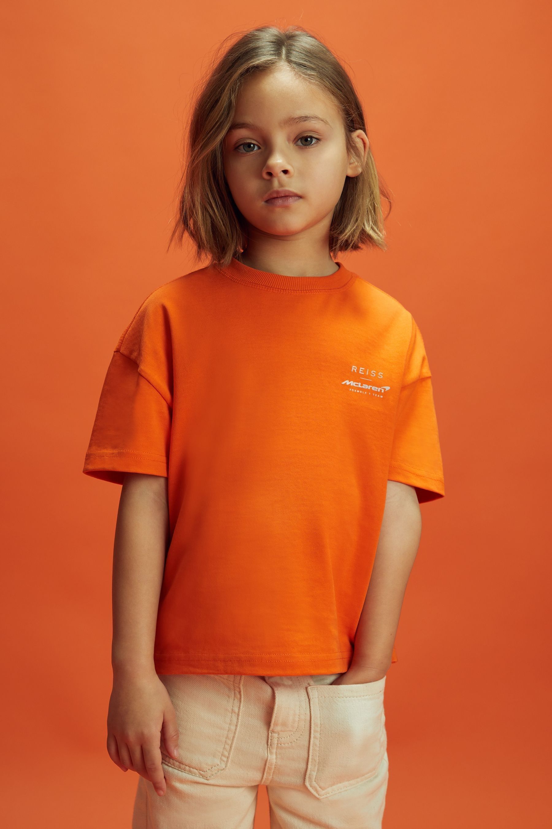 Shop Mclaren Traction -  F1 Oversized Cotton Crew Neck T-shirt, Age 6-7 Years In Papaya