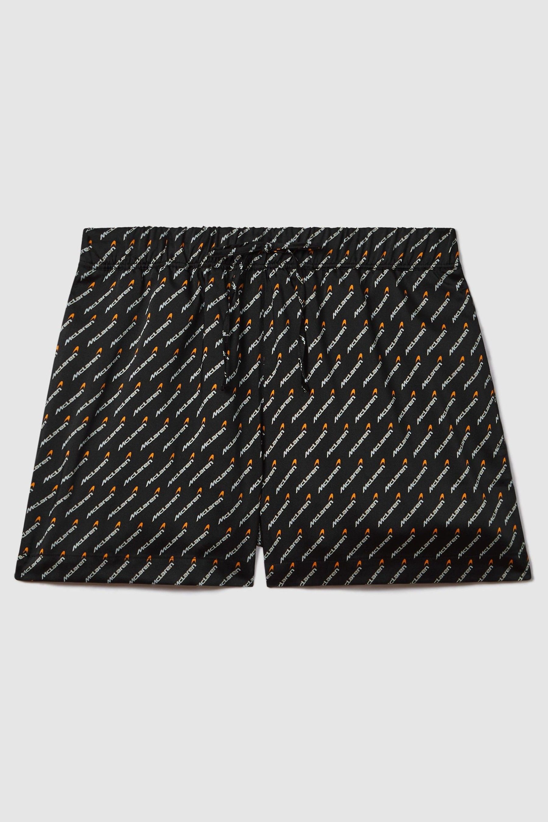 Reiss McLaren Vale Shorts Drawstring Polyester Printed, Black Multi Size: 10