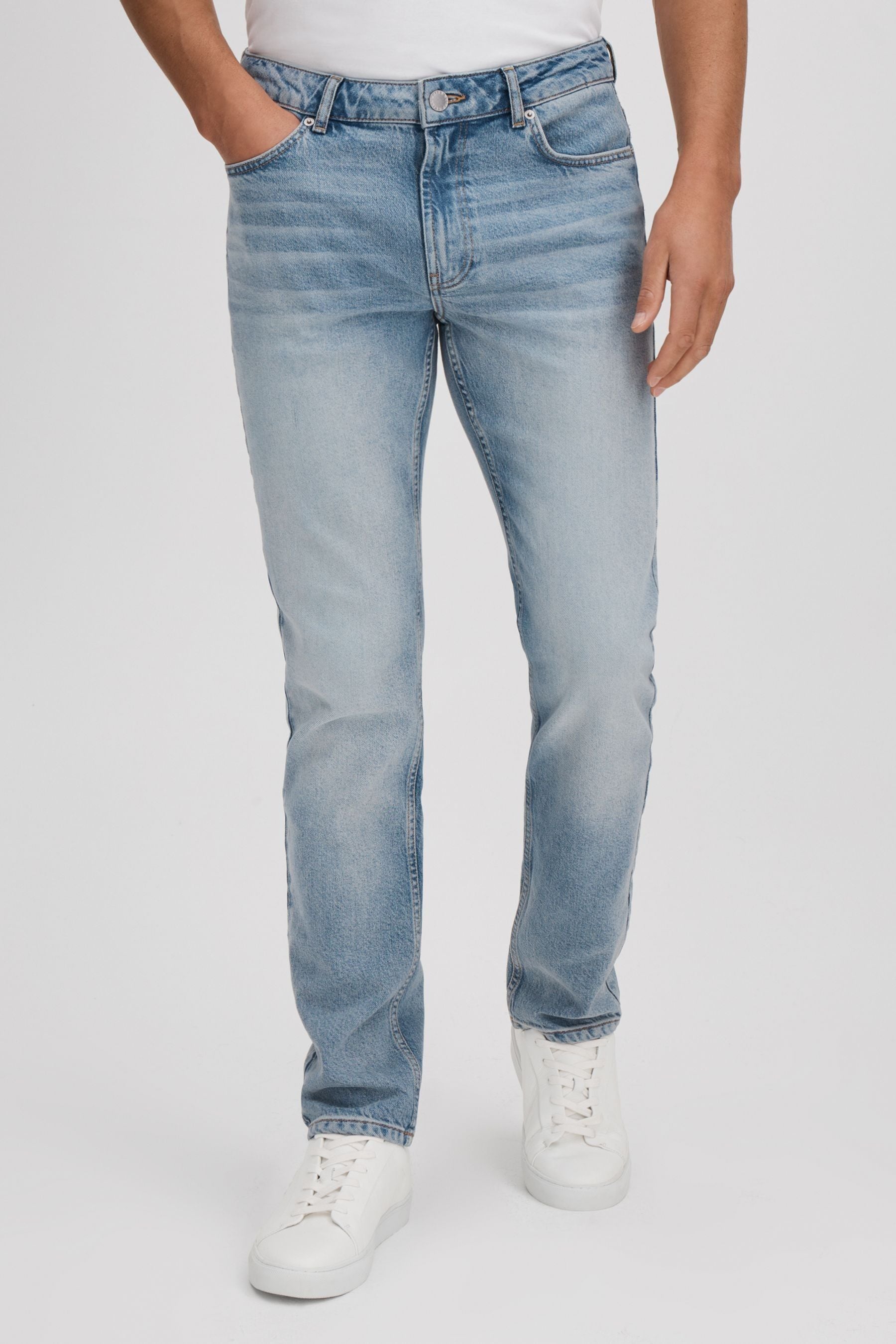 Reiss Ordu - Light Blue Slim Fit Washed Jeans, 28