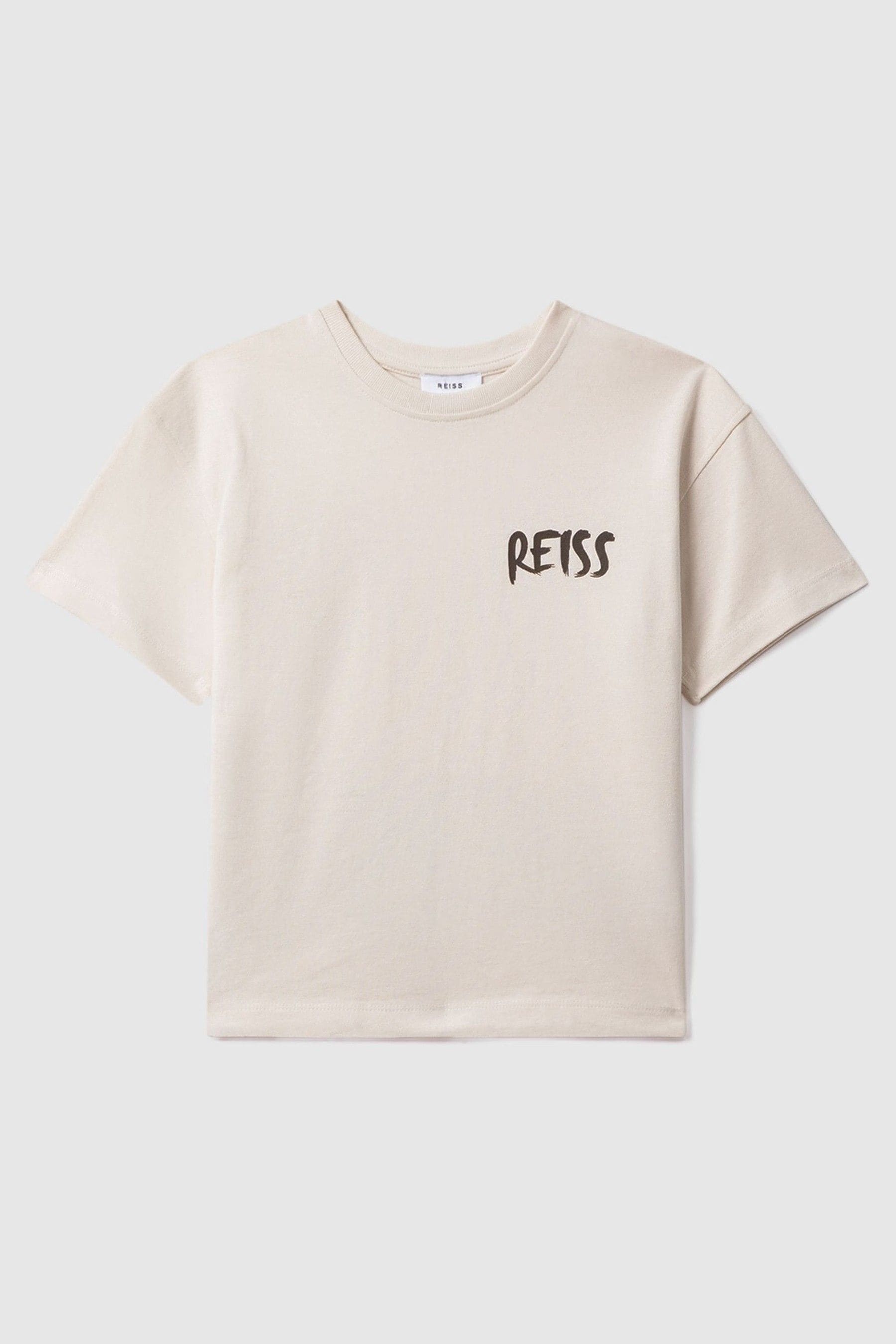 Reiss Kids' Abbott - Ecru Cotton Motif T-shirt, Uk 13-14 Yrs