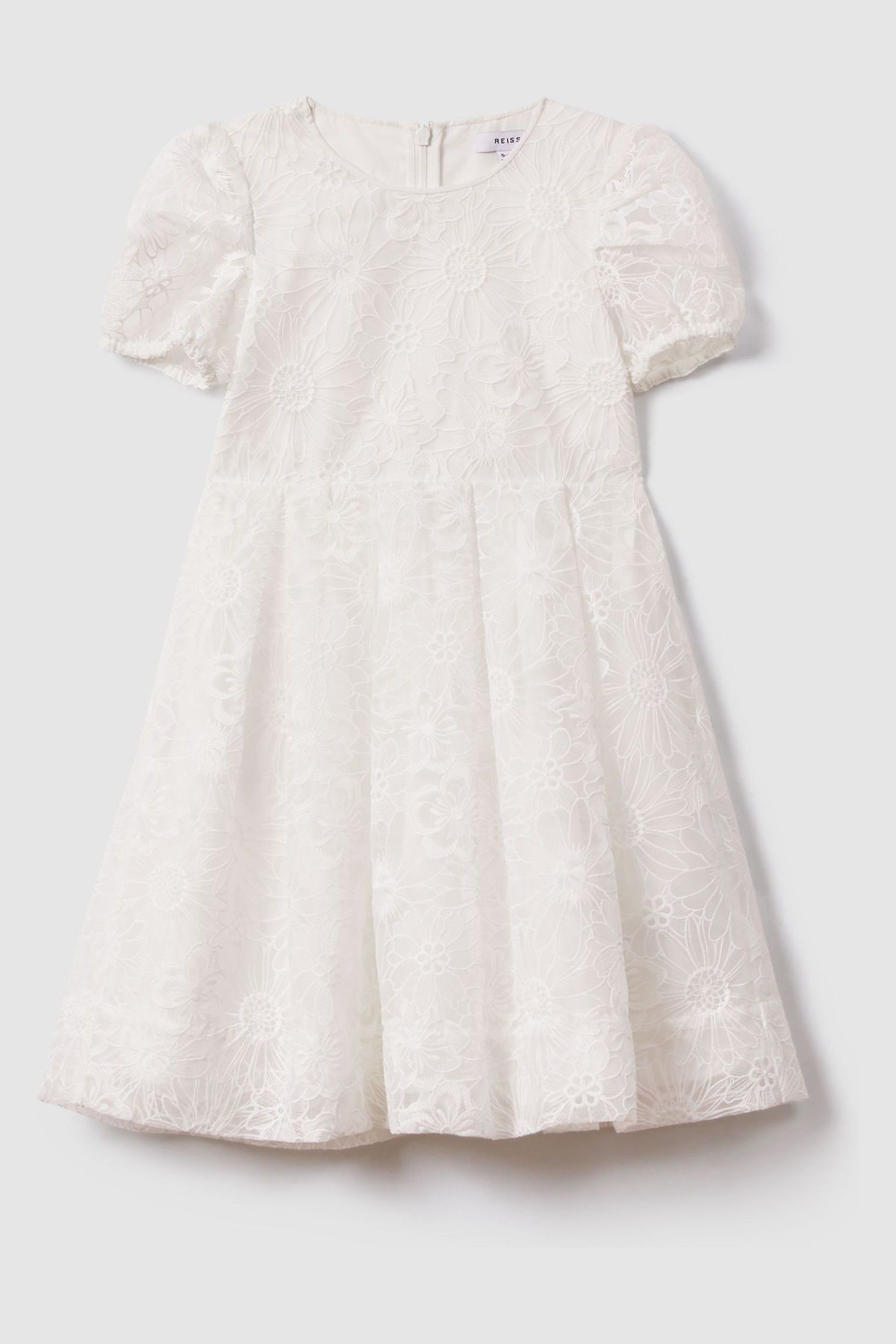Shop Reiss Ivory Emelie 13-14 Yrs Lace Puff Sleeve Dress