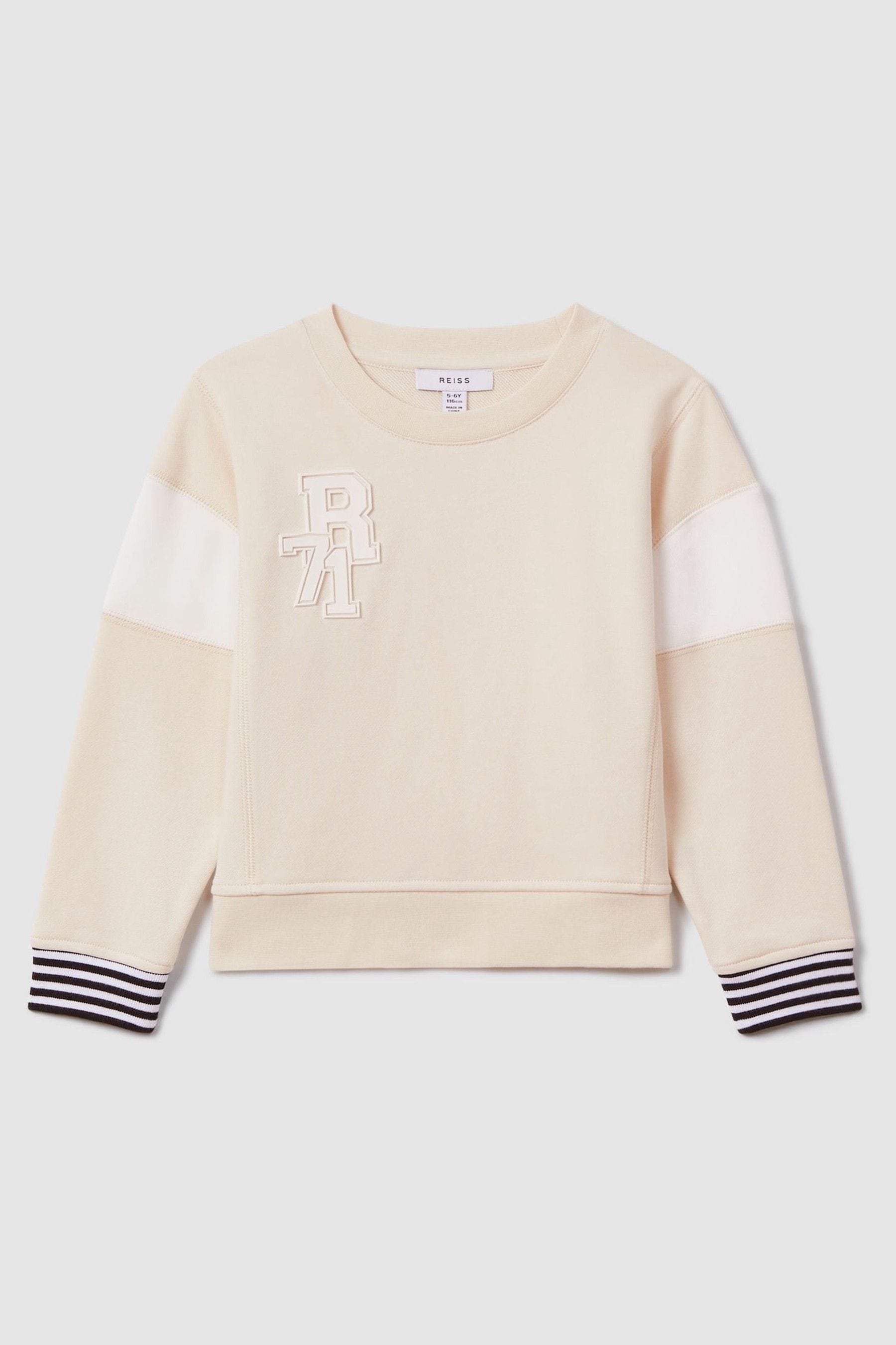 Reiss Colette - Ivory Teen Cotton Blend Logo Sweatshirt, In Neutral