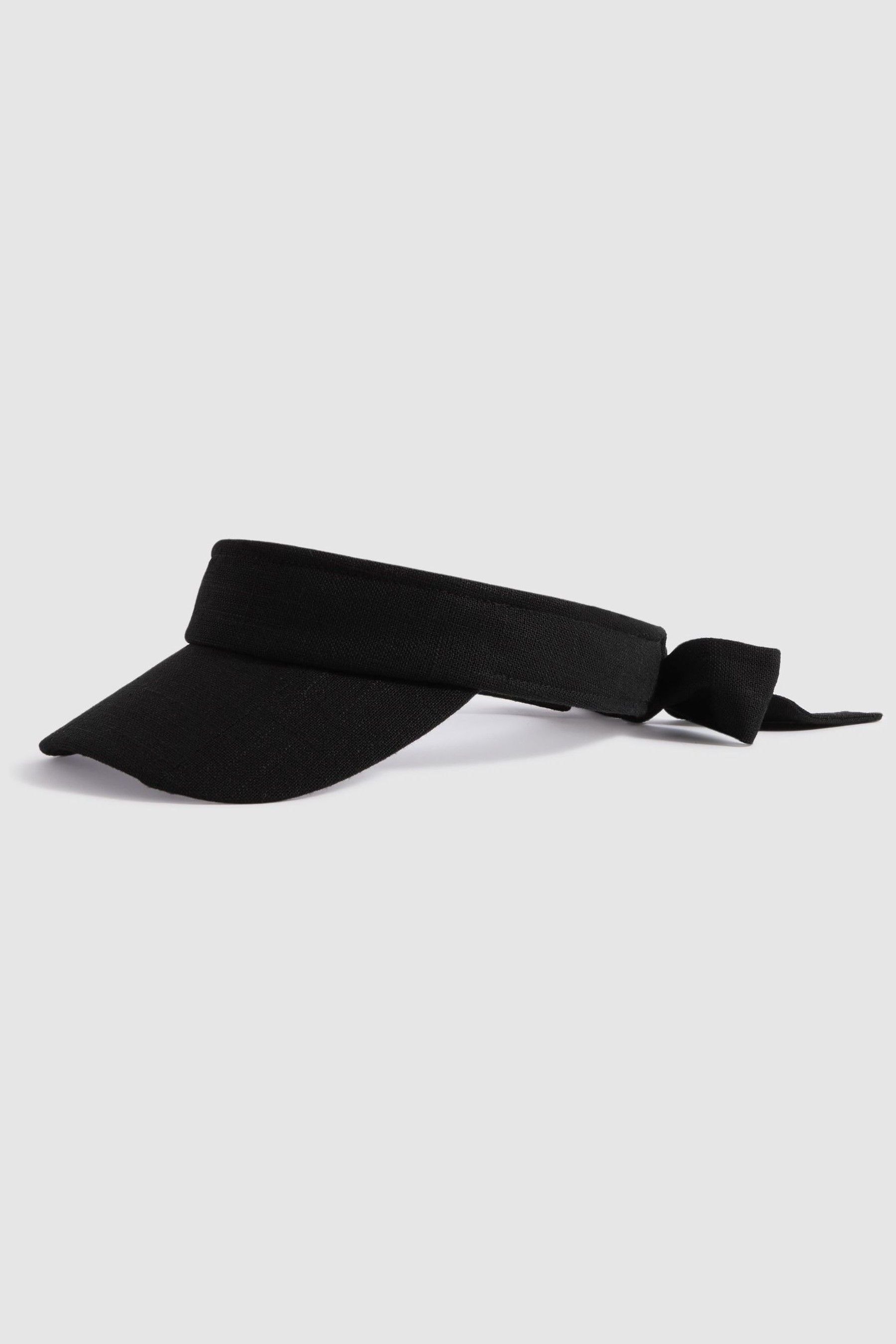 Shop Reiss Black Vanessa Tie Back Visor With Linen