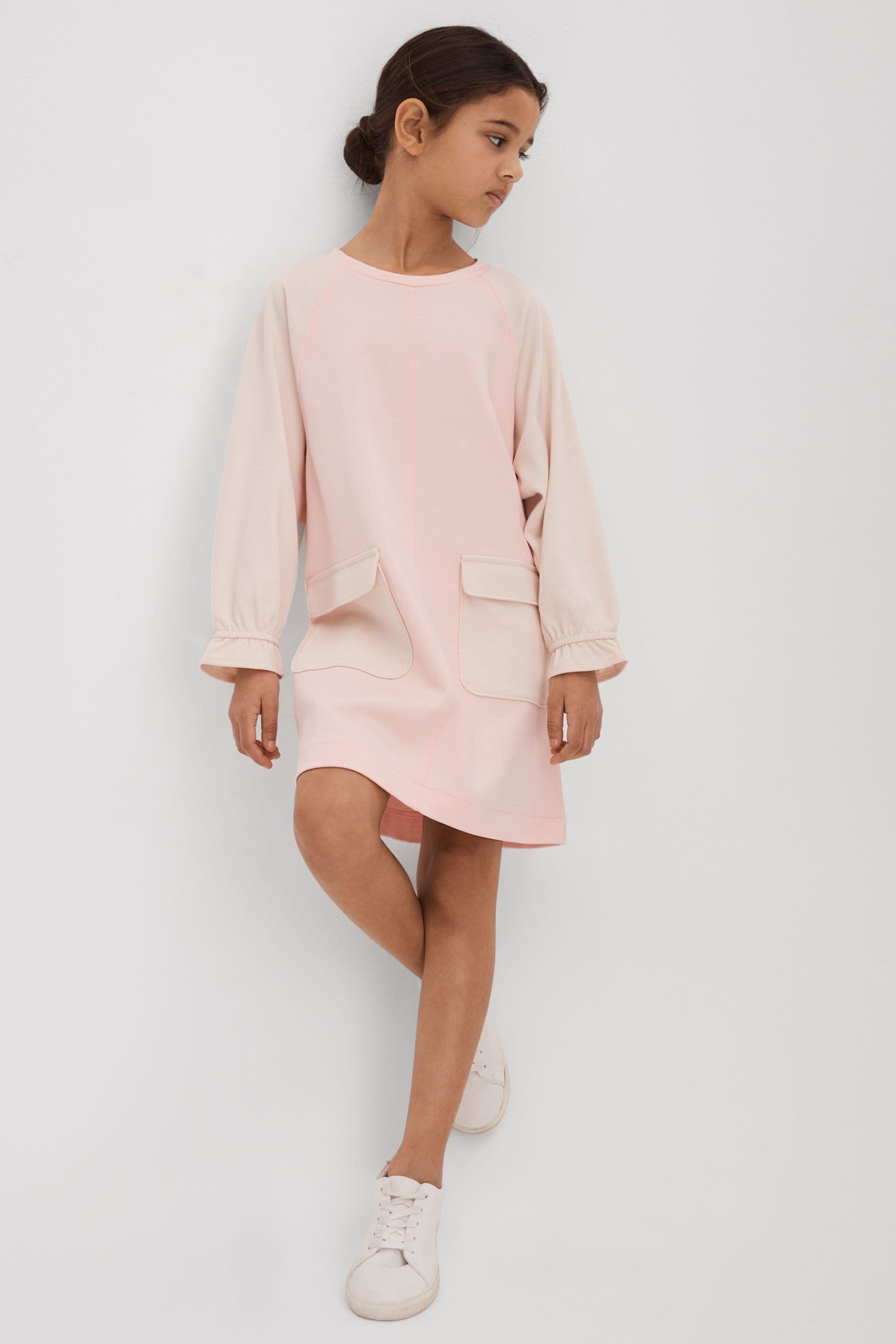 Shop Reiss Courtney - Pink Junior Colourblock Jersey Dress, Uk 7-8 Yrs