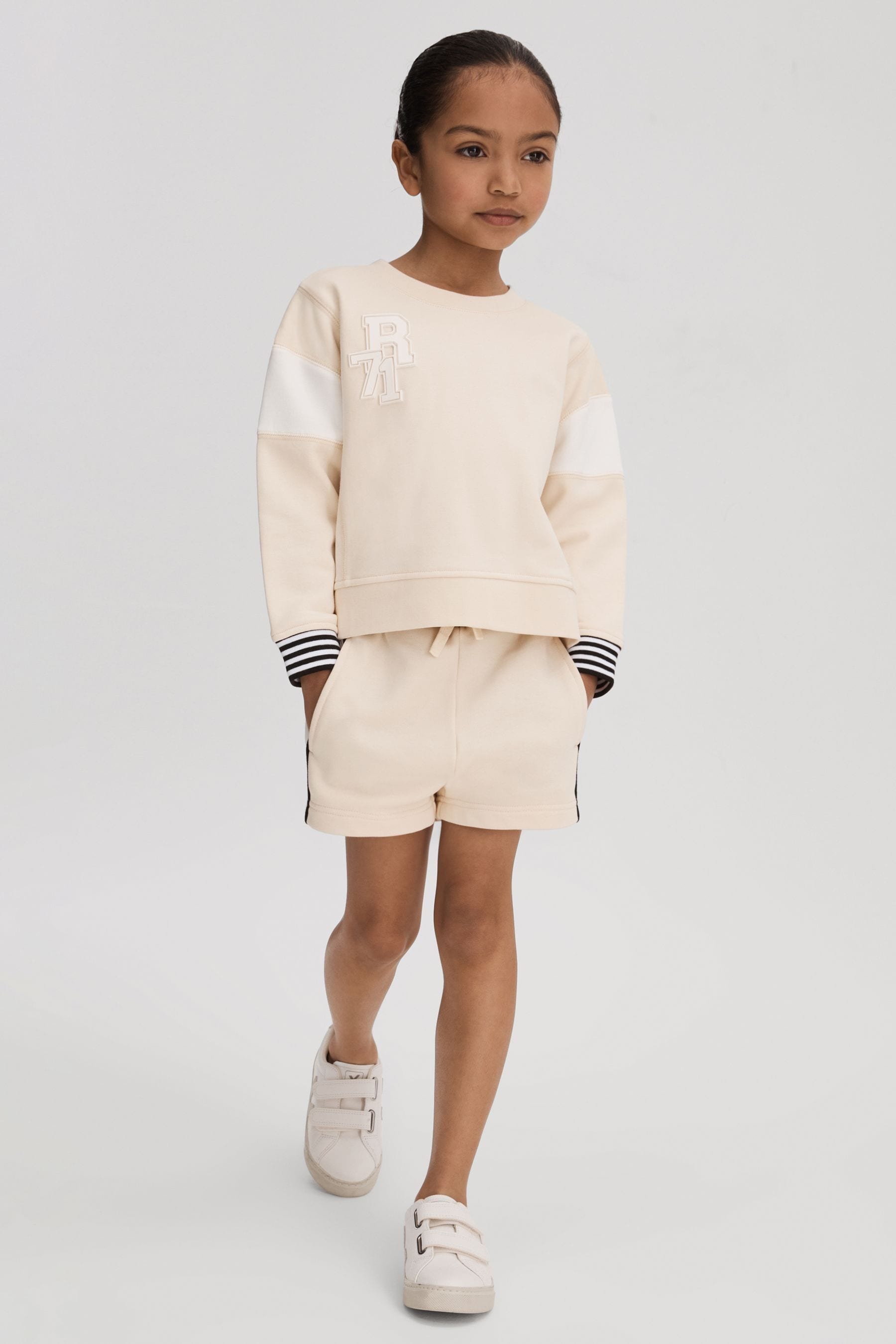 Shop Reiss Colette - Ivory Junior Cotton Blend Logo Sweatshirt, Uk 7-8 Yrs