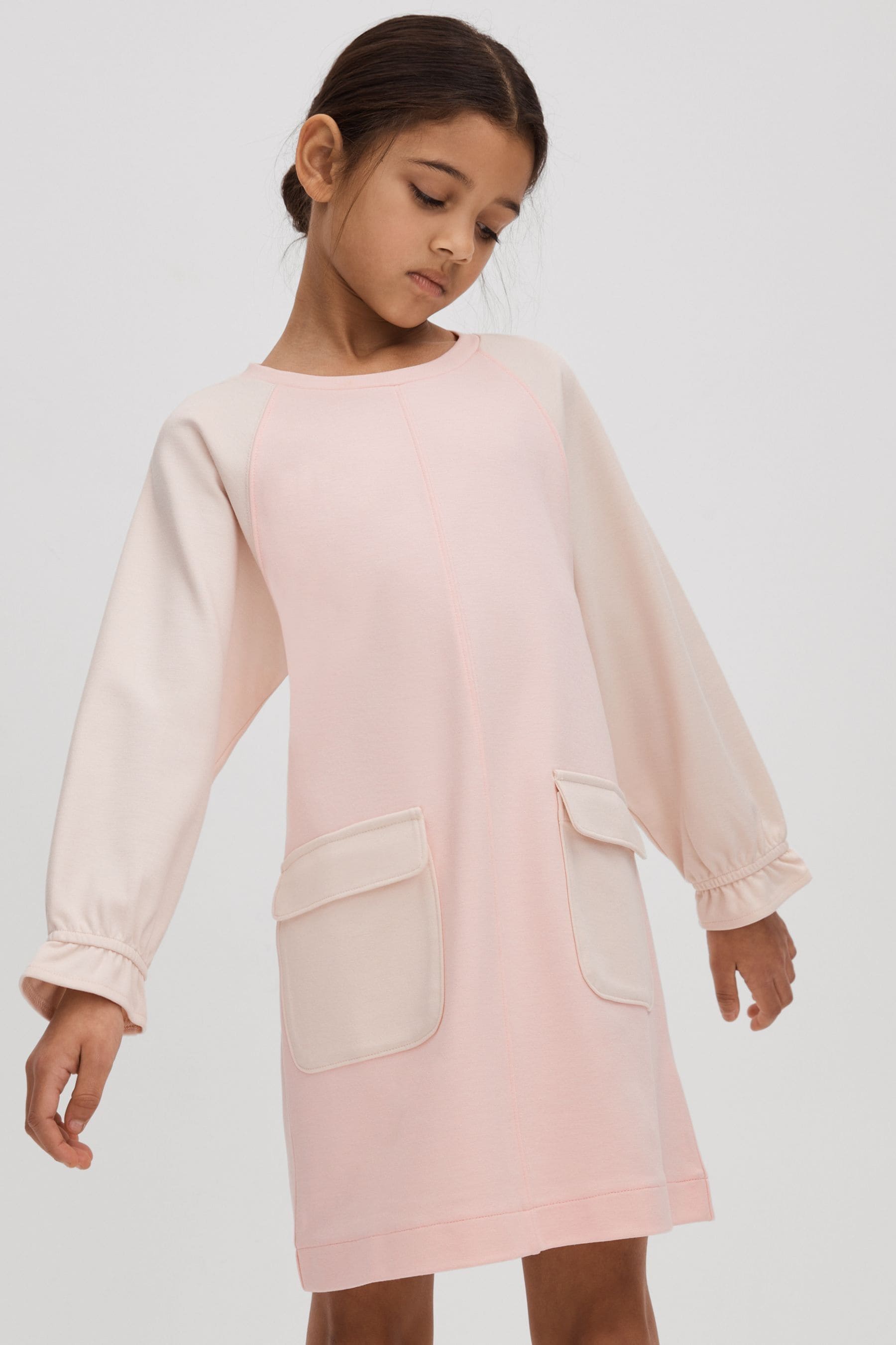Reiss Courtney - Pink Senior Colourblock Jersey Dress, 12 In White
