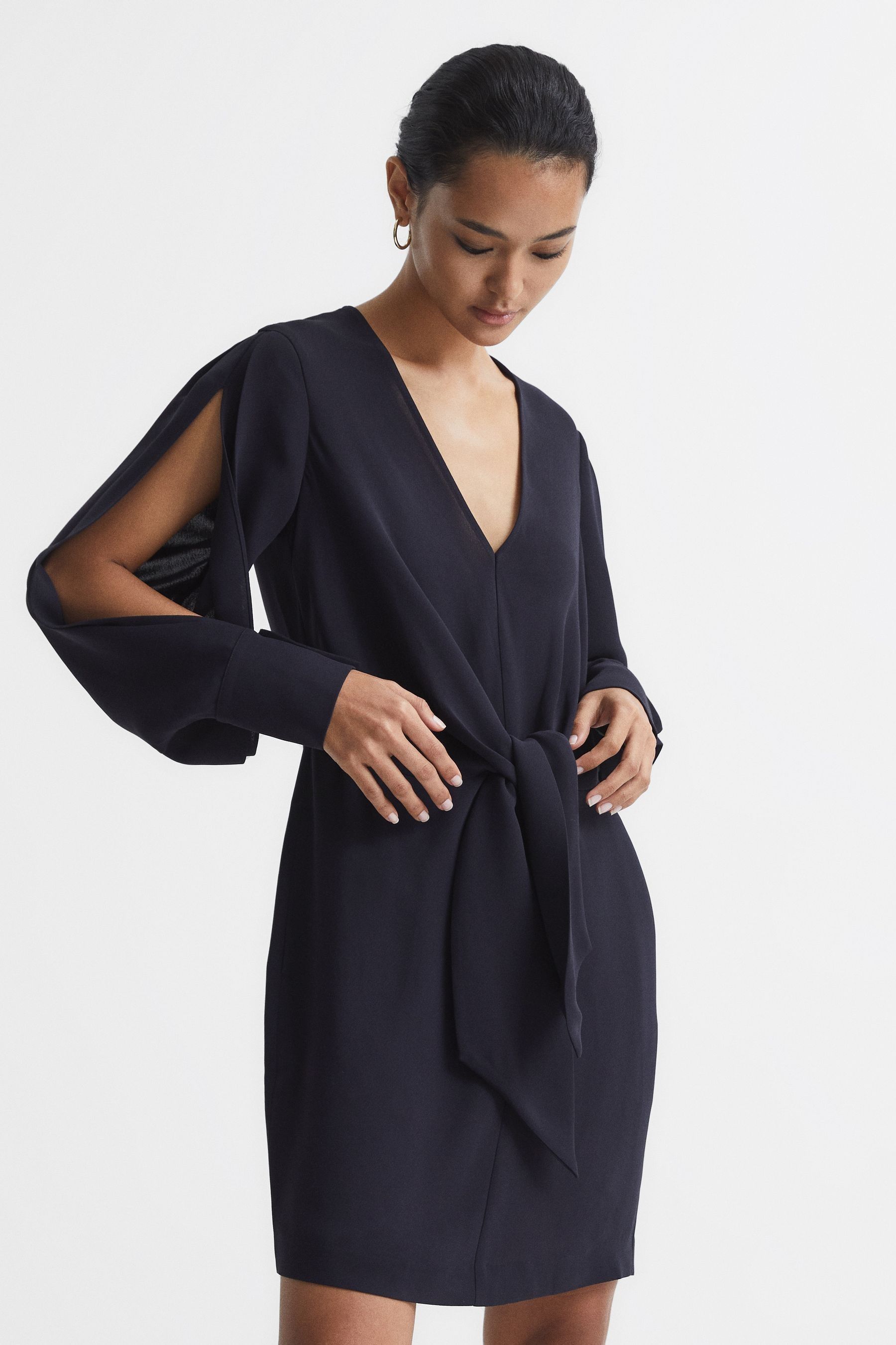 Diana - Navy Tie-Front Dress