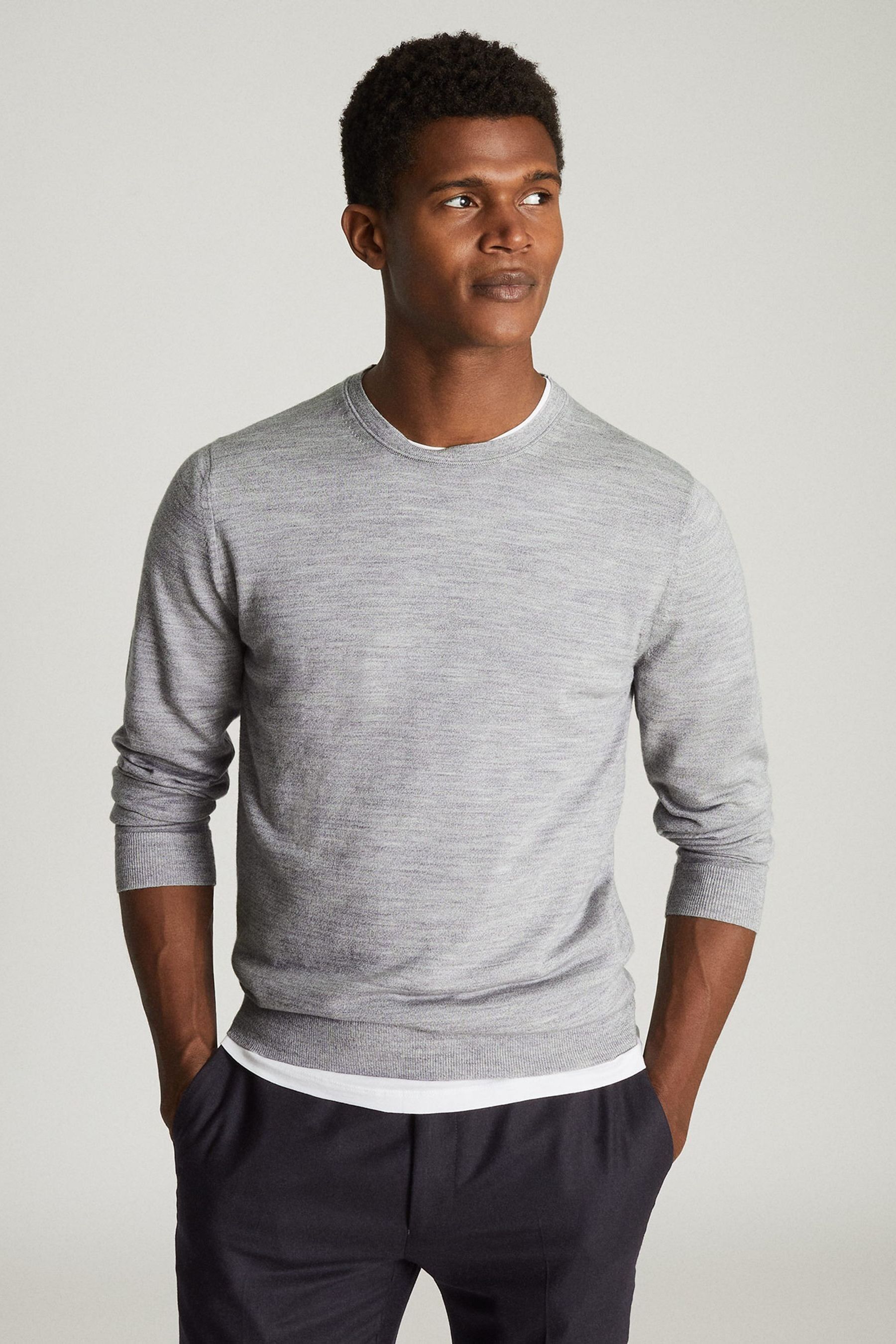 Mens grey new arrivals merino wool jumper