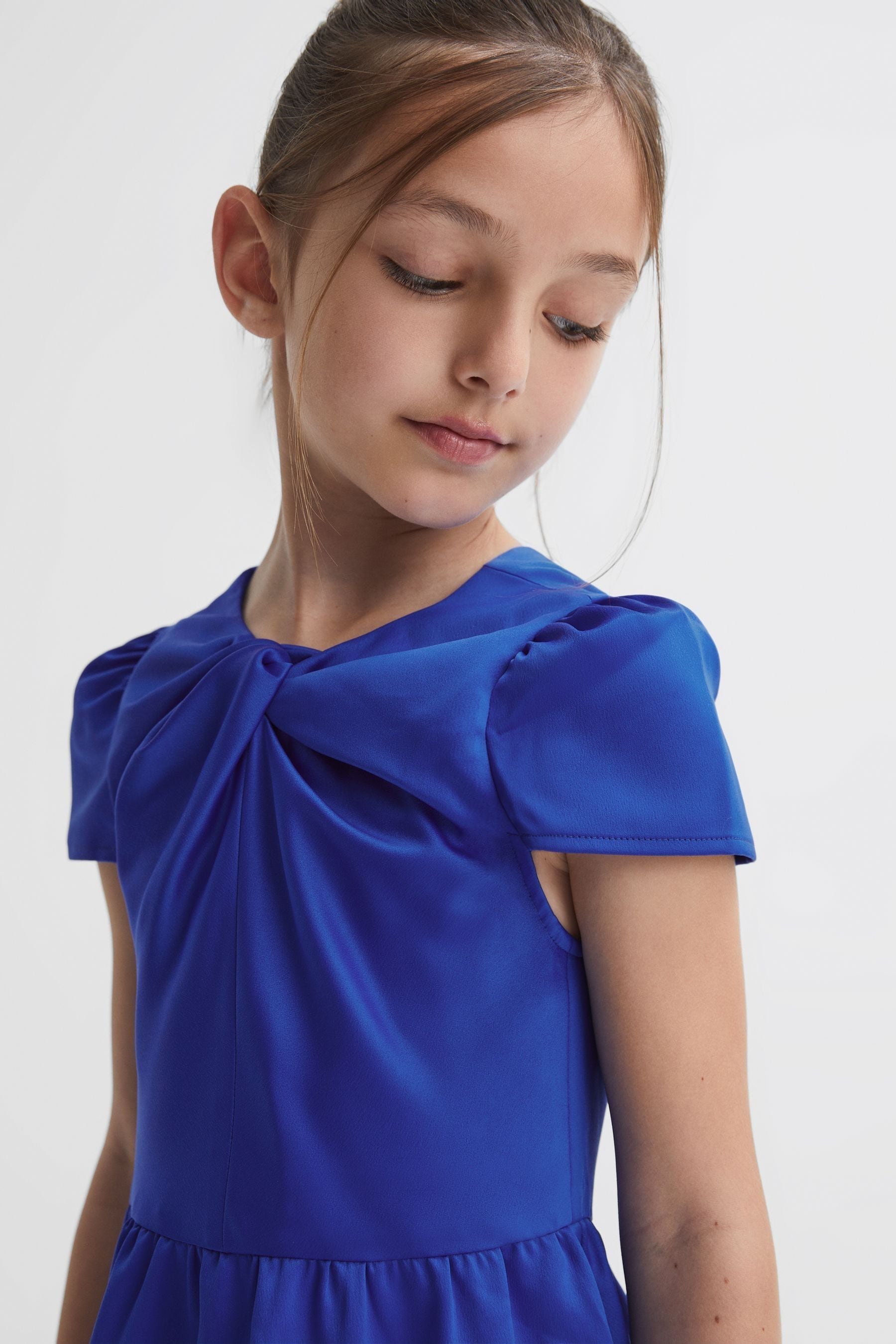 Reiss Maria Dress Polyester Plain, Blue Size: 6-7yrs