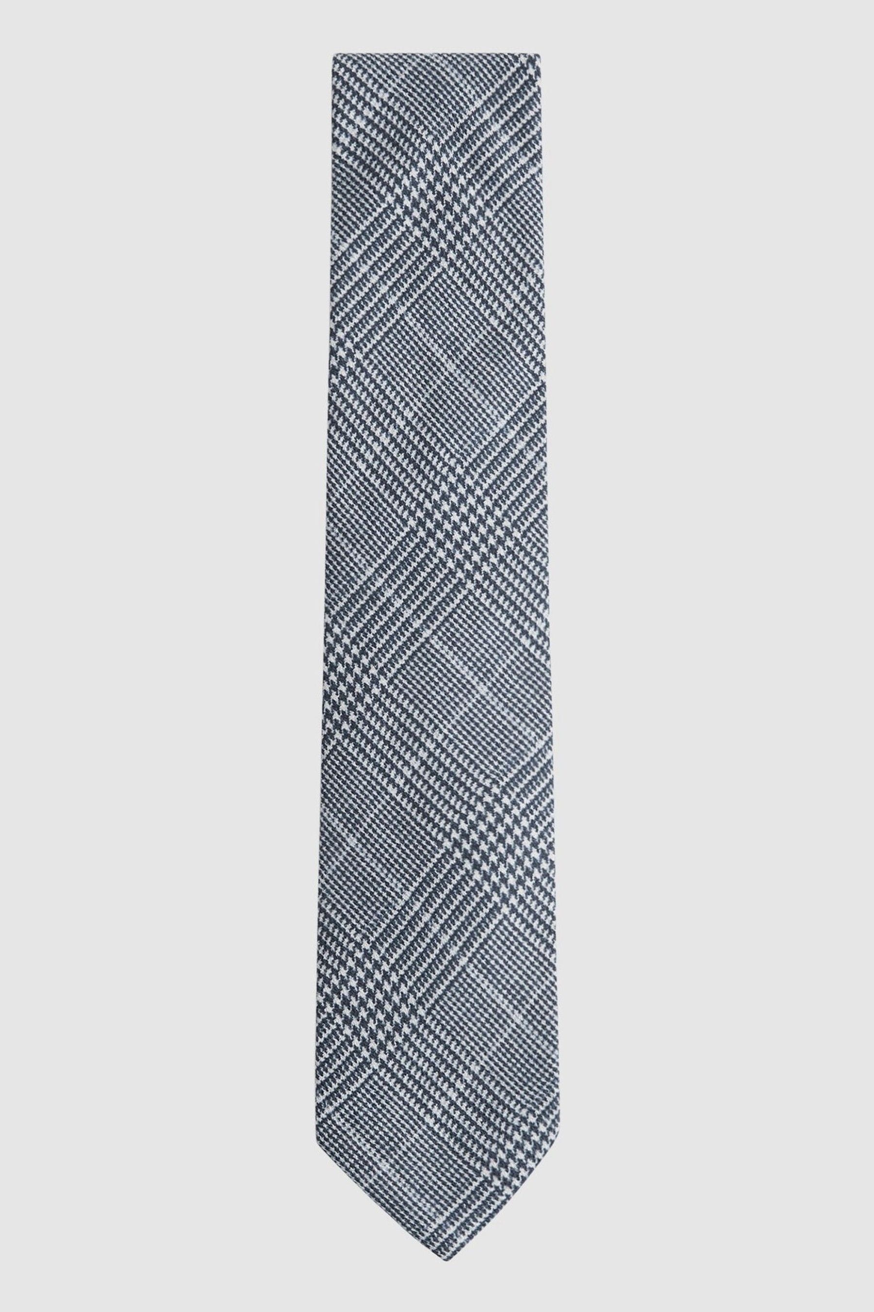 Reiss Tino - Airforce Blue Silk Prince Of Wales Check Tie, One