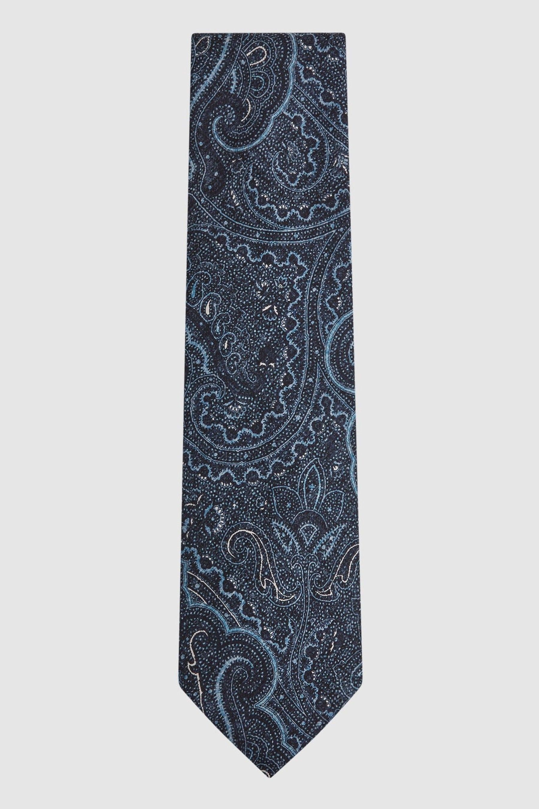 Reiss Lipari - Indigo Silk Paisley Tie,