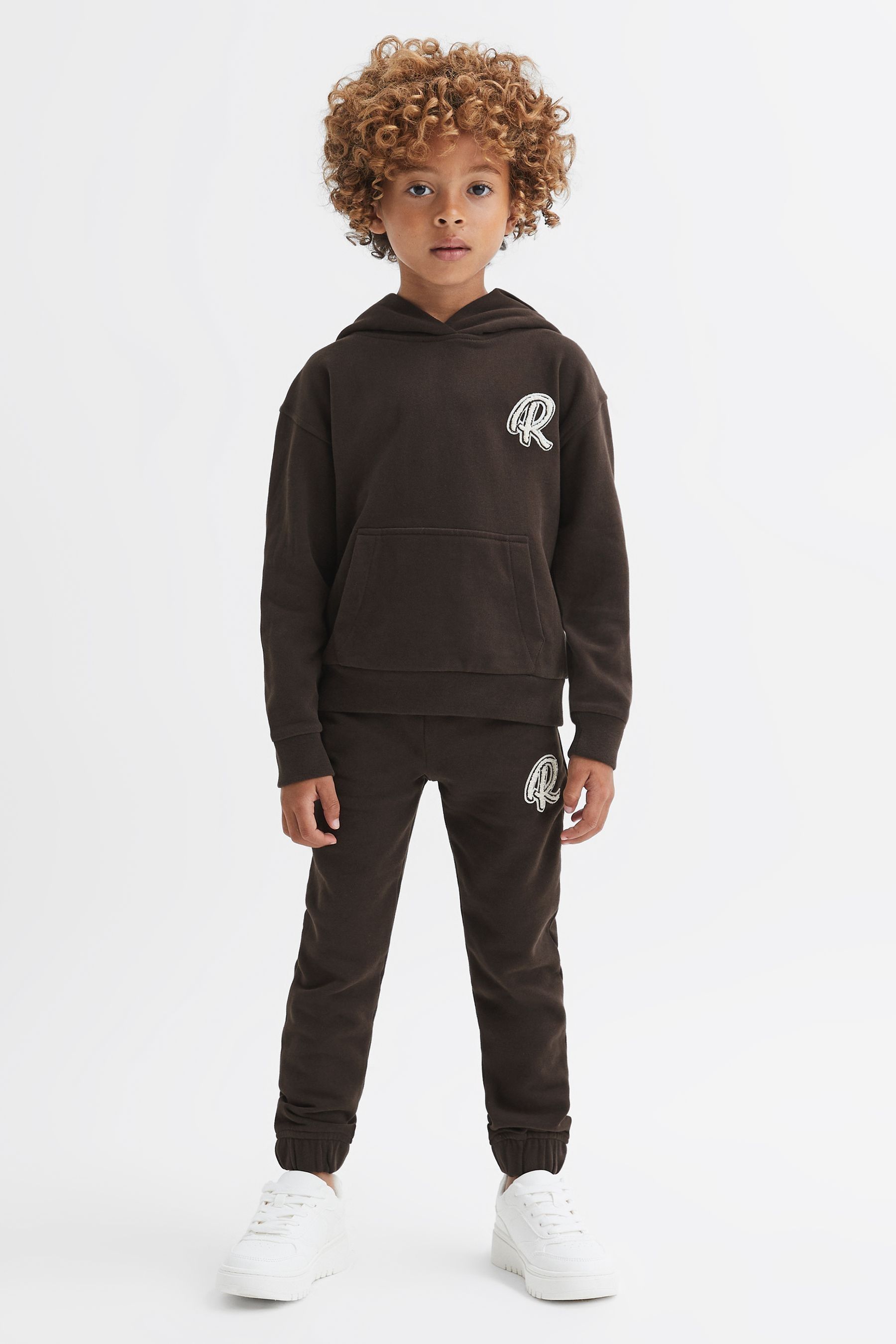 Reiss Cade - Chocolate Cade Junior Relaxed Garment Dyed Logo Hoodie, Uk 10-11 Yrs In Brown