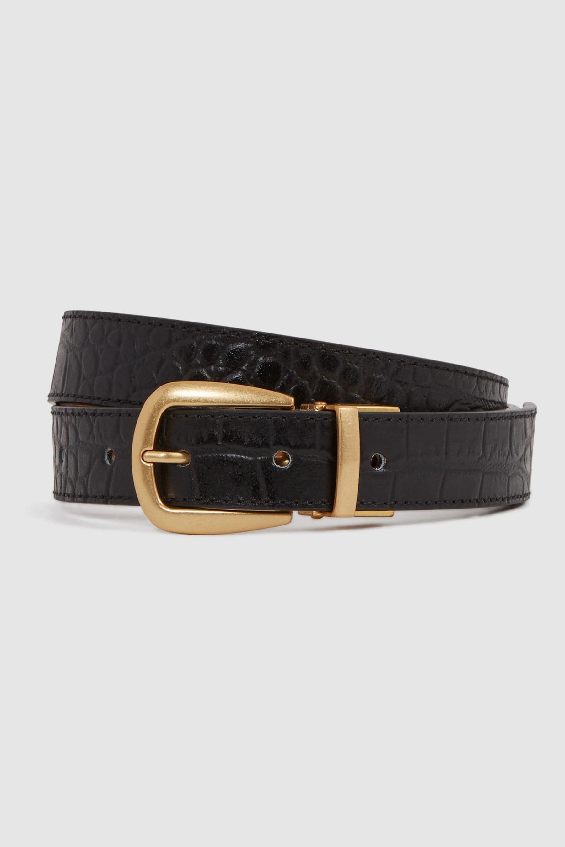 Reiss Madison - Black/camel Madison Reversible Leather Belt, M