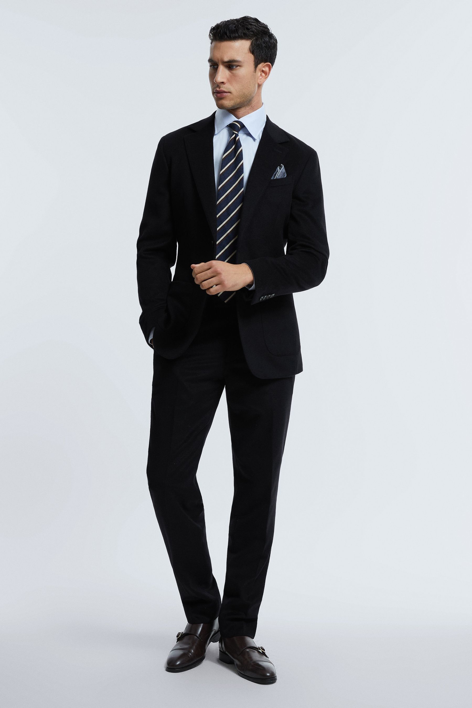 Atelier Italian Cashmere Modern Fit Trousers In Navy