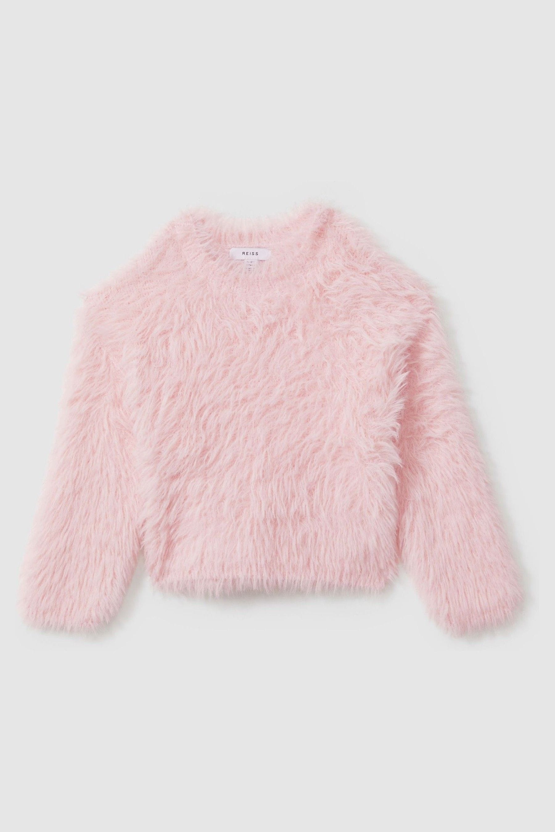 Reiss Pink Freida Teen Fluffy Crew Neck Jumper In Pink
