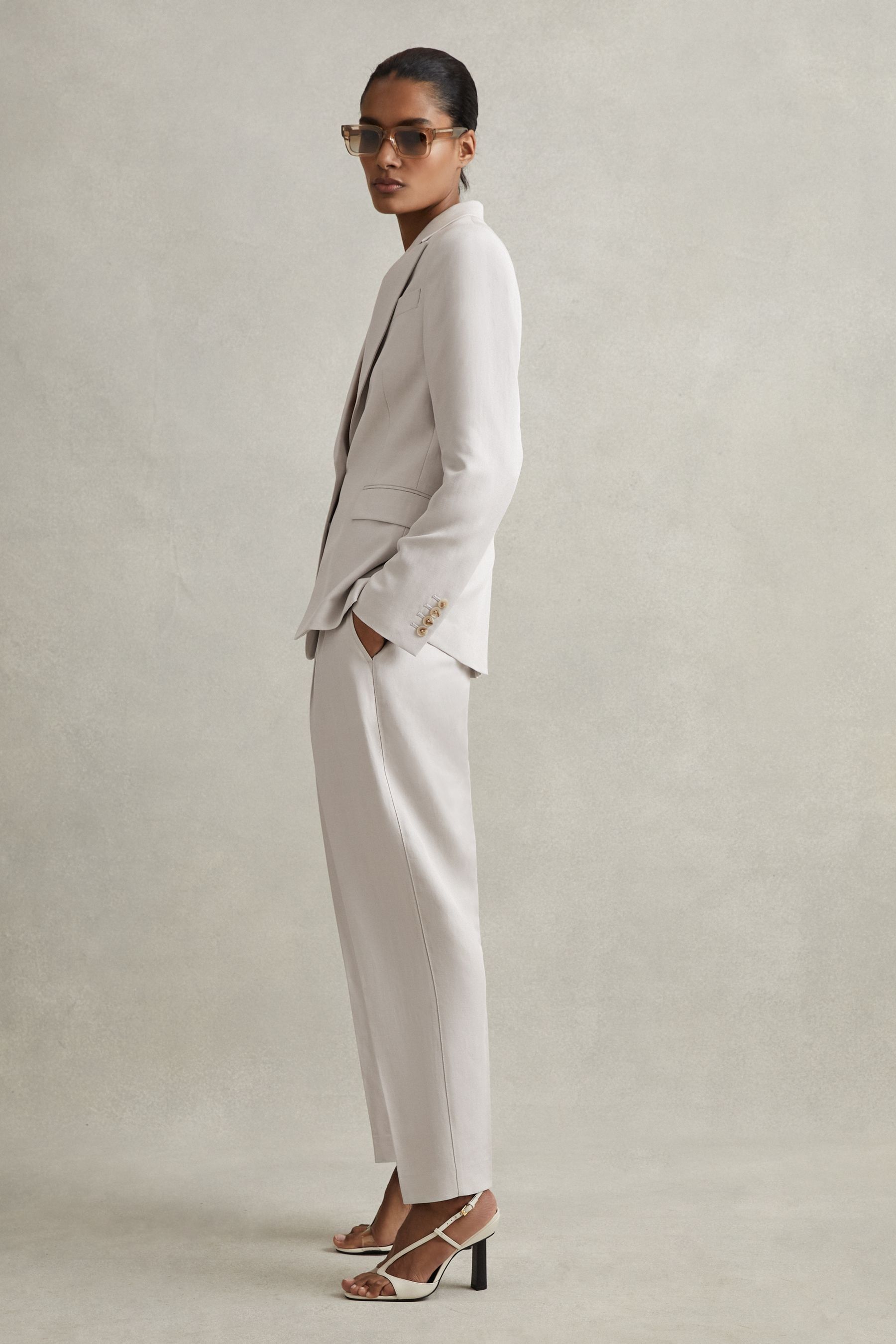Reiss Light Grey Single Breasted Suit Blazer With Tencel™ Fibers In Light Grey