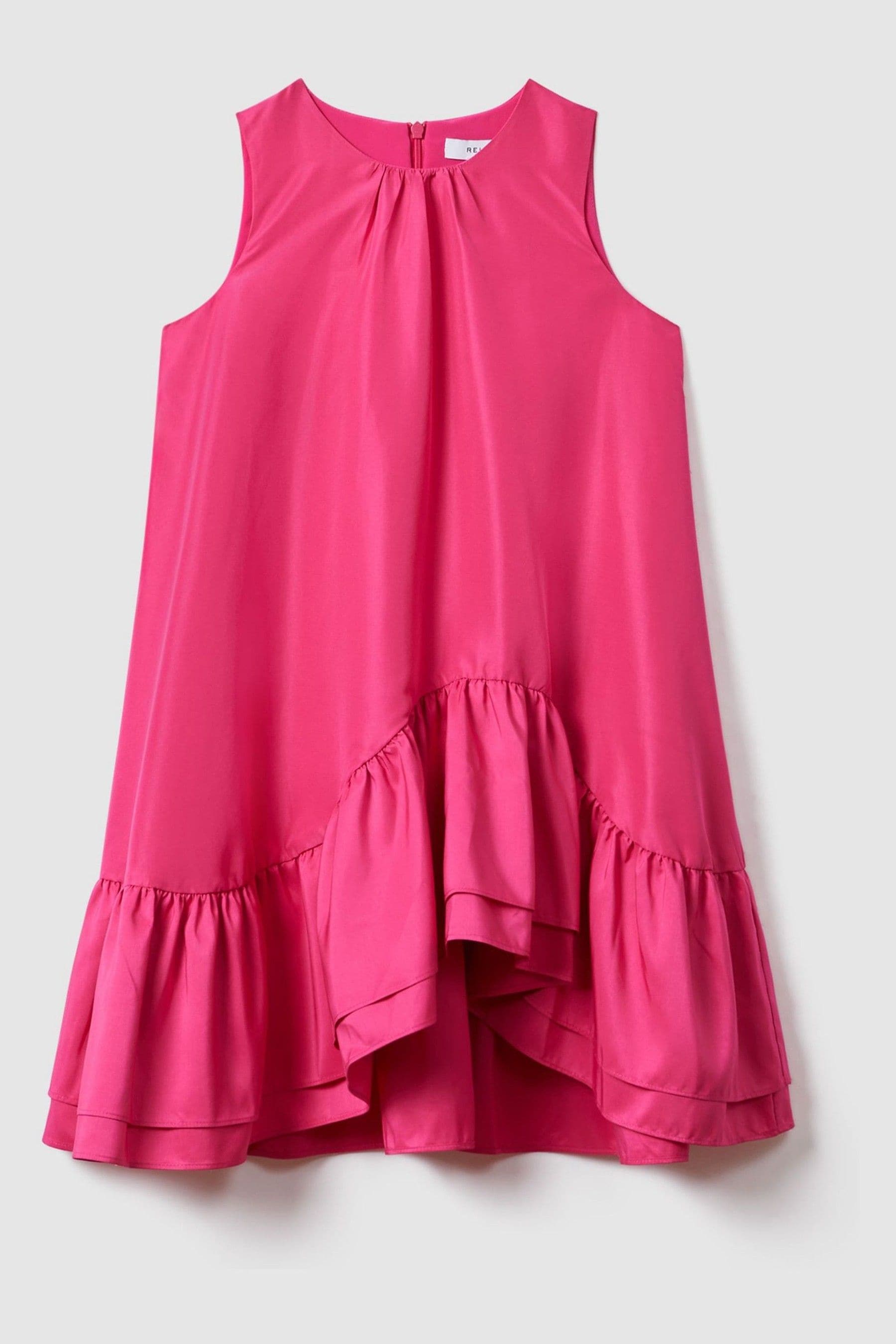 Reiss Cherie - Bright Pink Teen Layered High-low Dress, Uk 13-14 Yrs