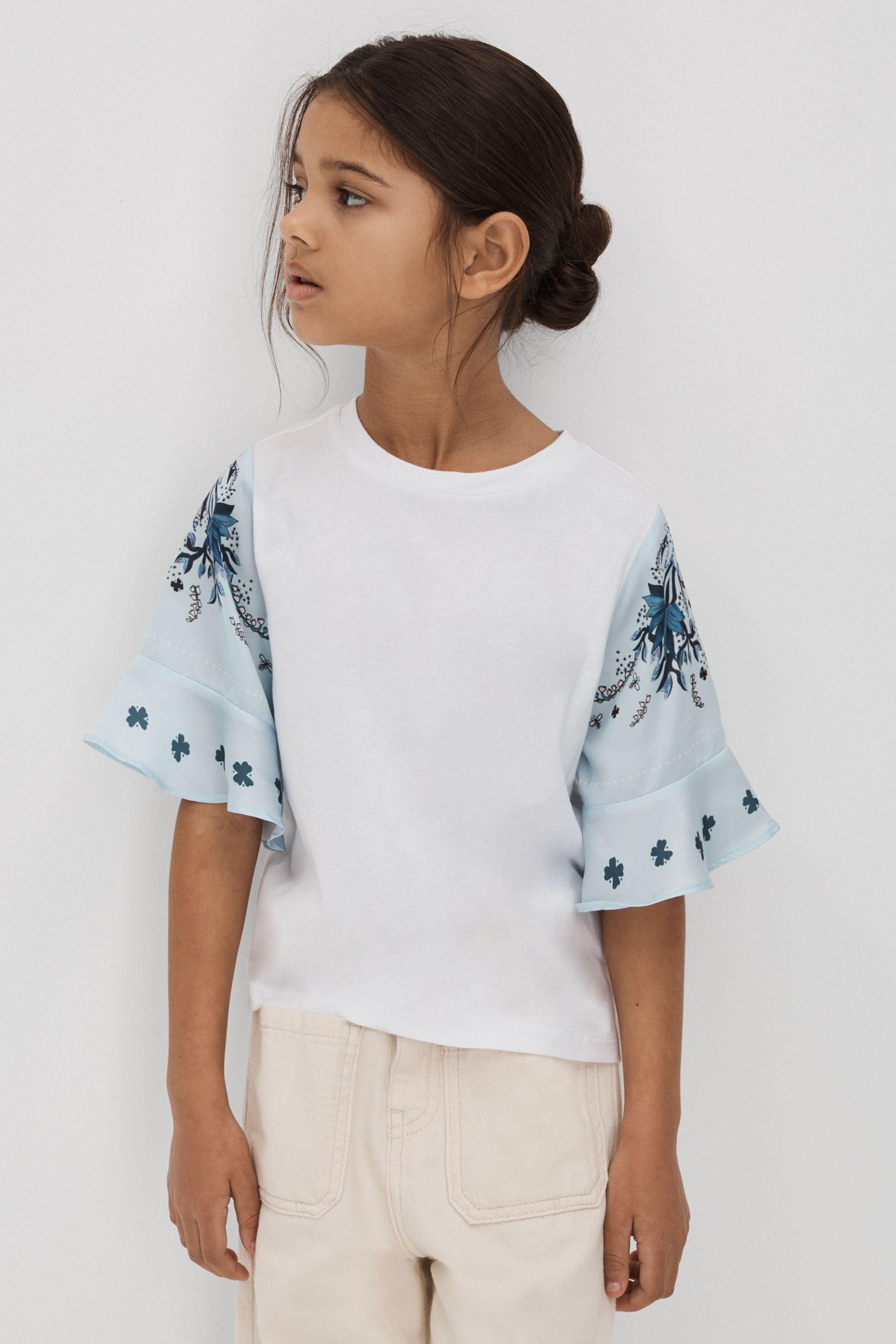 Reiss Anastasia Crew Neck T-shirt Printed, White Size: 13-14 Yrs