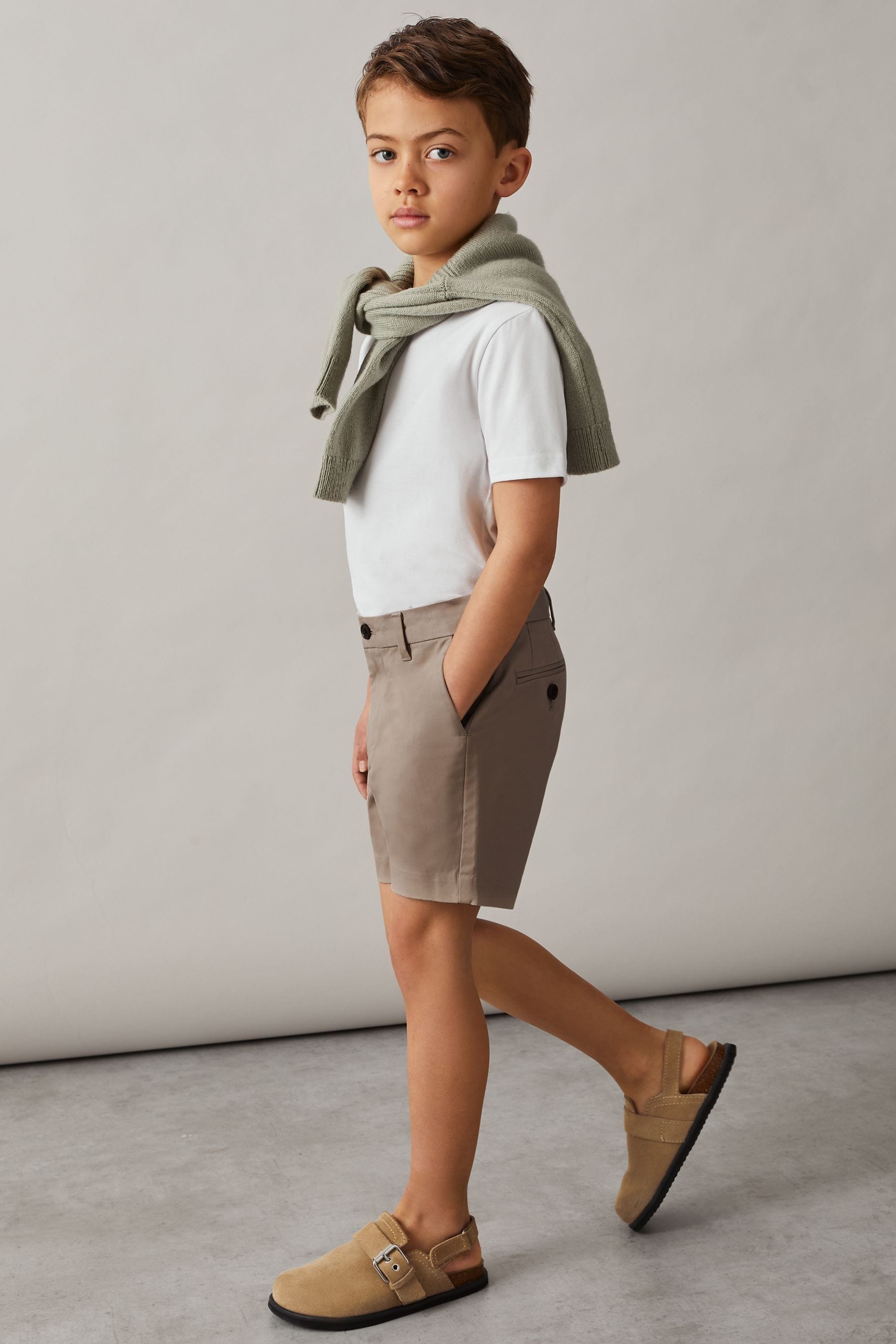 Reiss Mushroom Brown Junior Casual Chino Shorts In Mushroom Brown