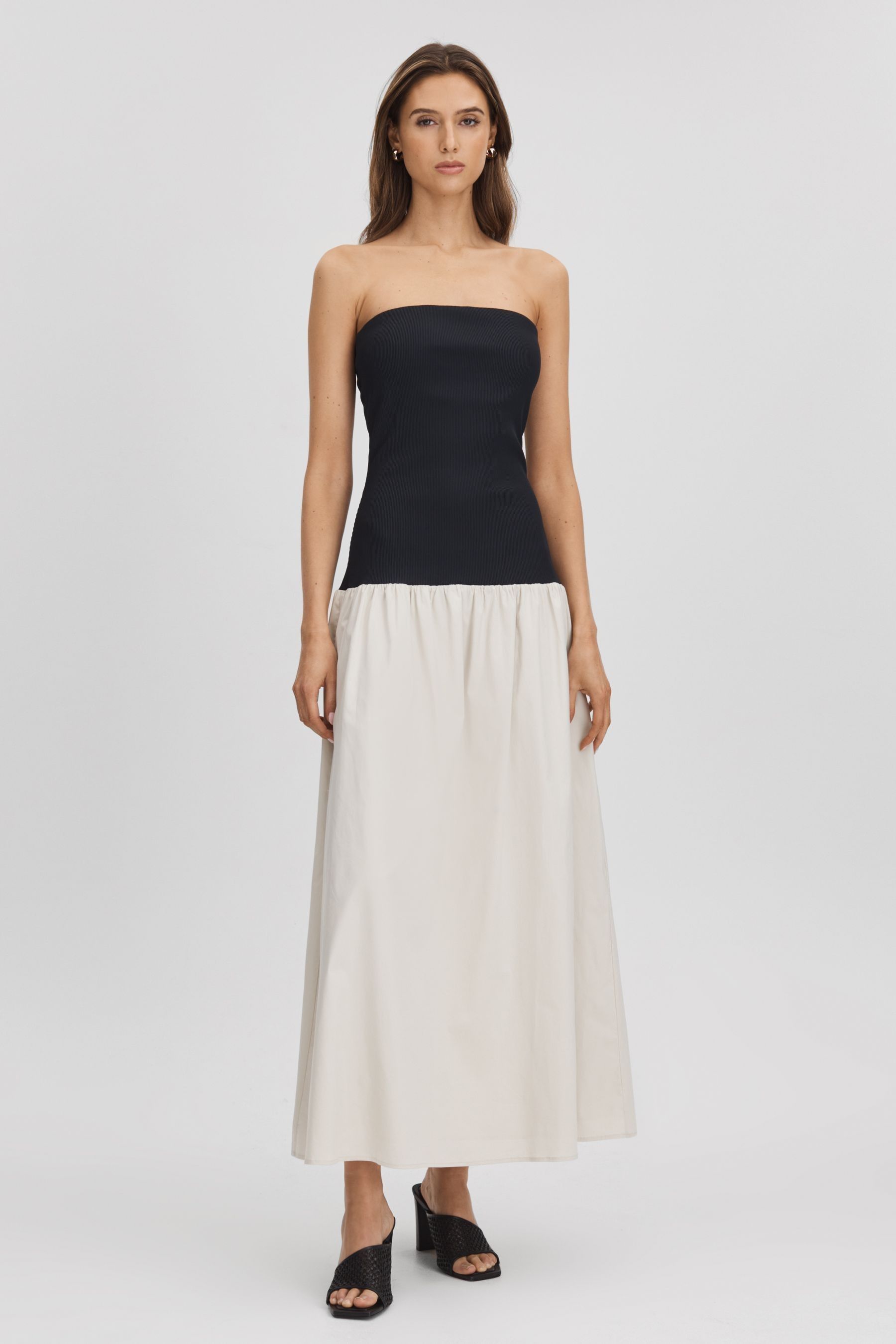 Shop Anna Quan Drop Waist Maxi Dress In Black/grey