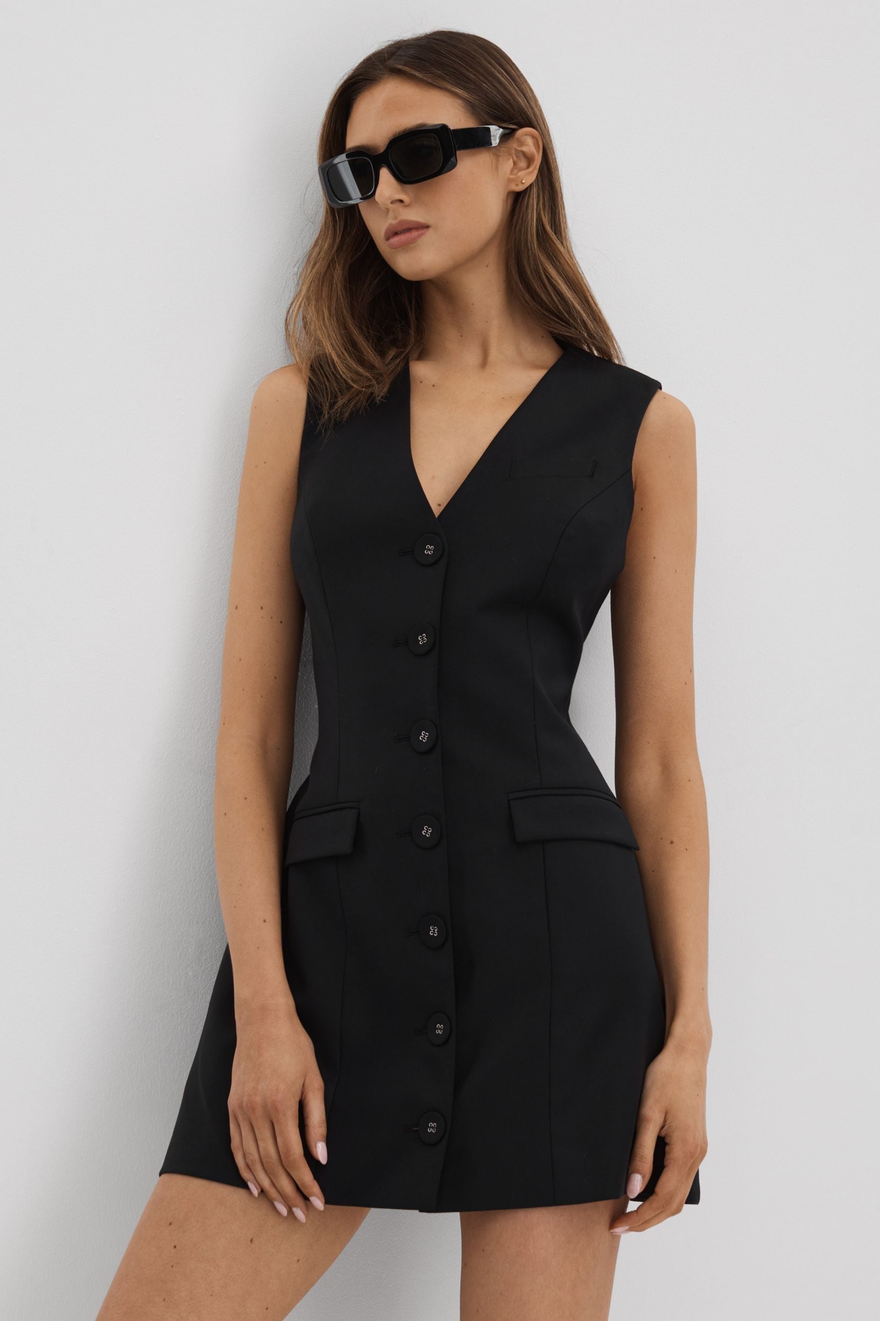 Shop Anna Quan Single Breasted Mini Dress In Black