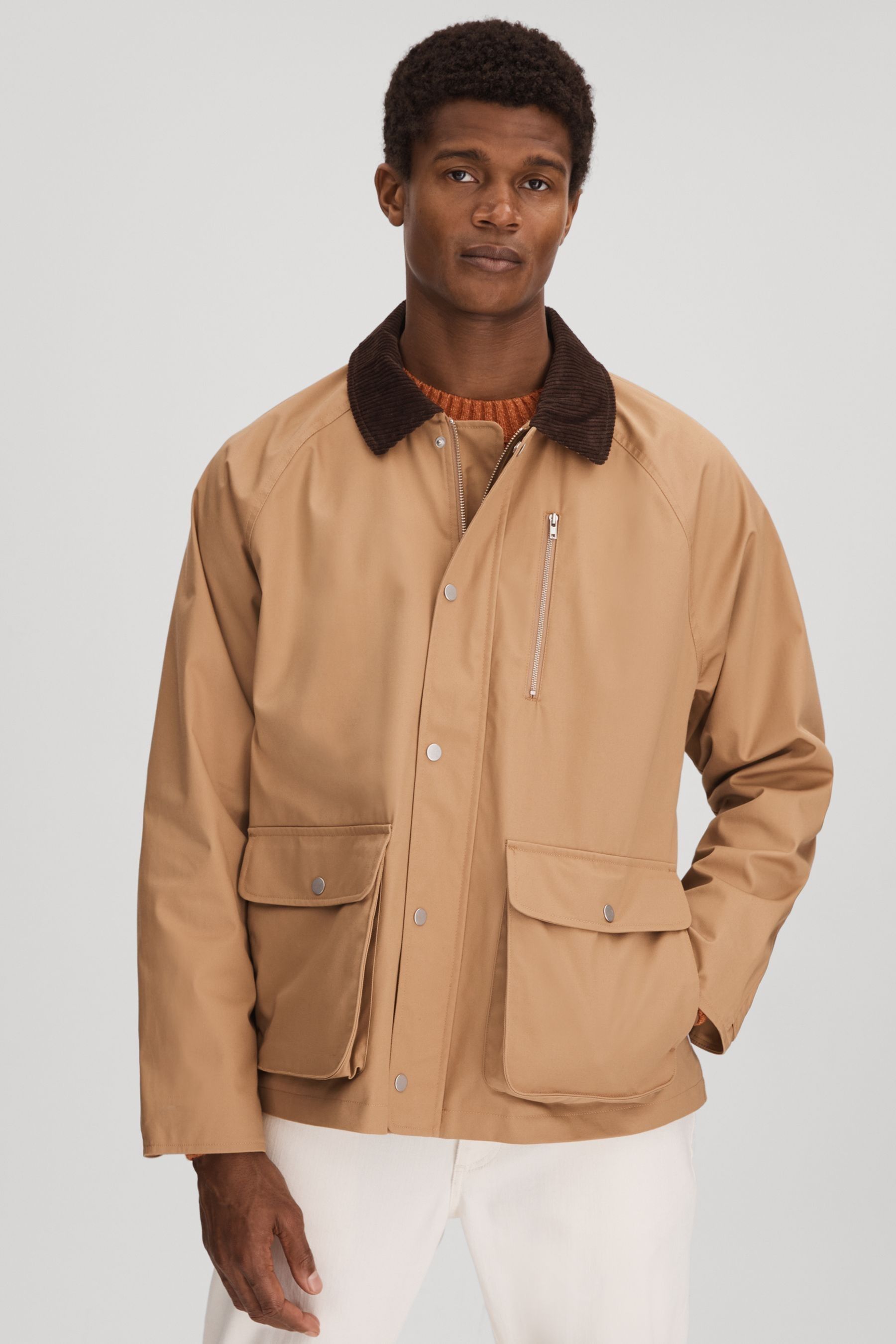 Les Water Resistant Canvas Zip-Through Jacket, Camel, S