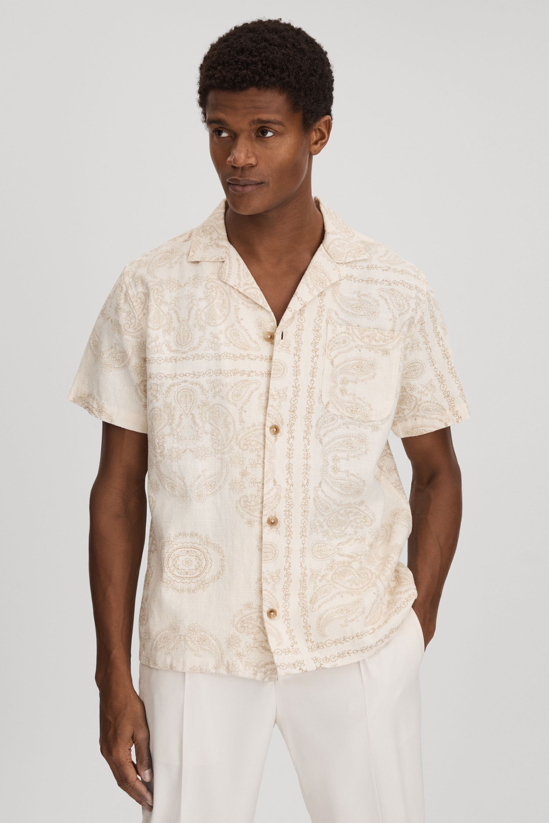 Les Deux Ramie-cotton Cuban Collar Shirt In Ivory