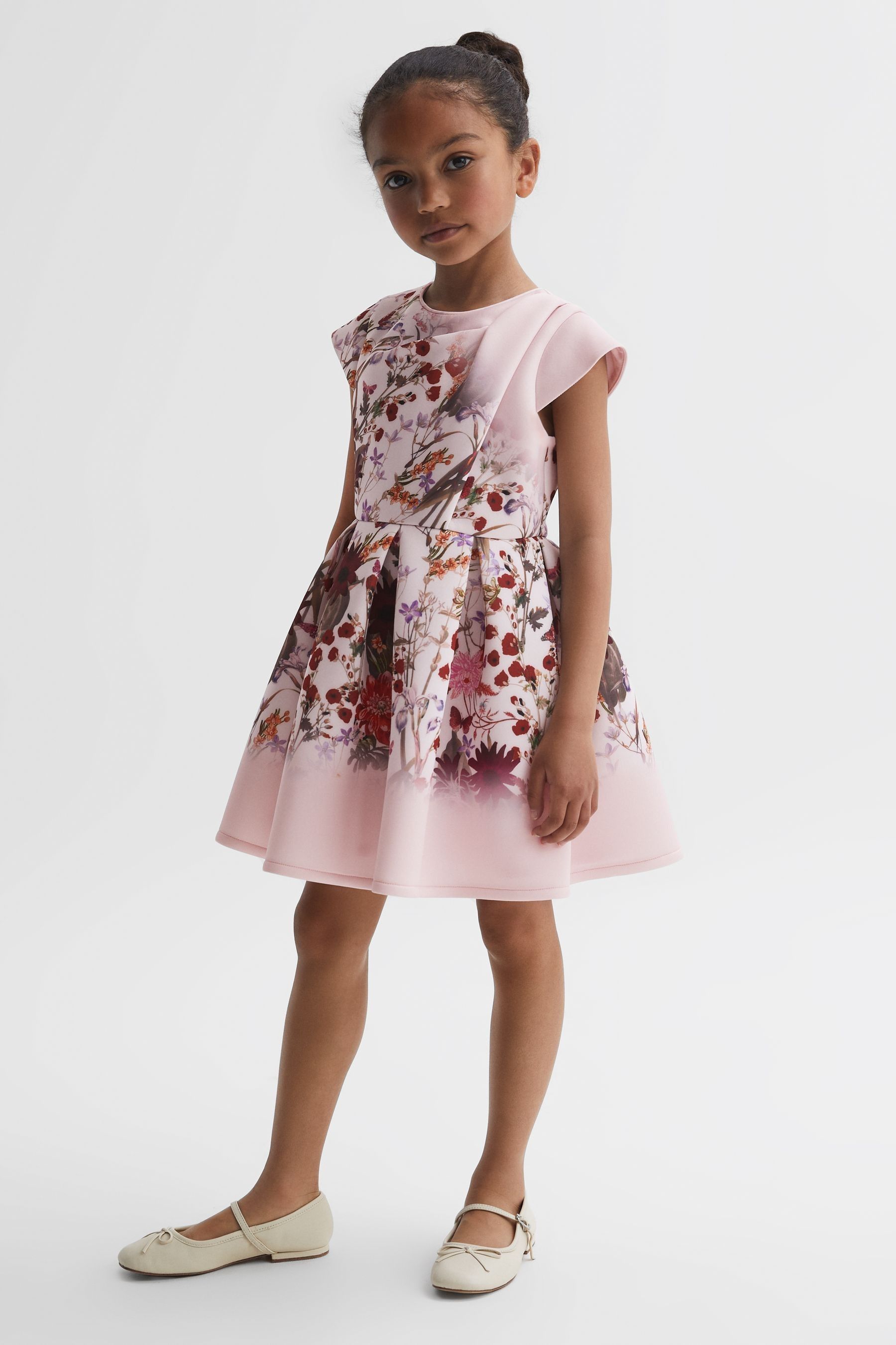 Reiss Kids' Tammy - Black Tammy Junior Scuba Floral Printed Dress, 11 - 12 Years In Multi