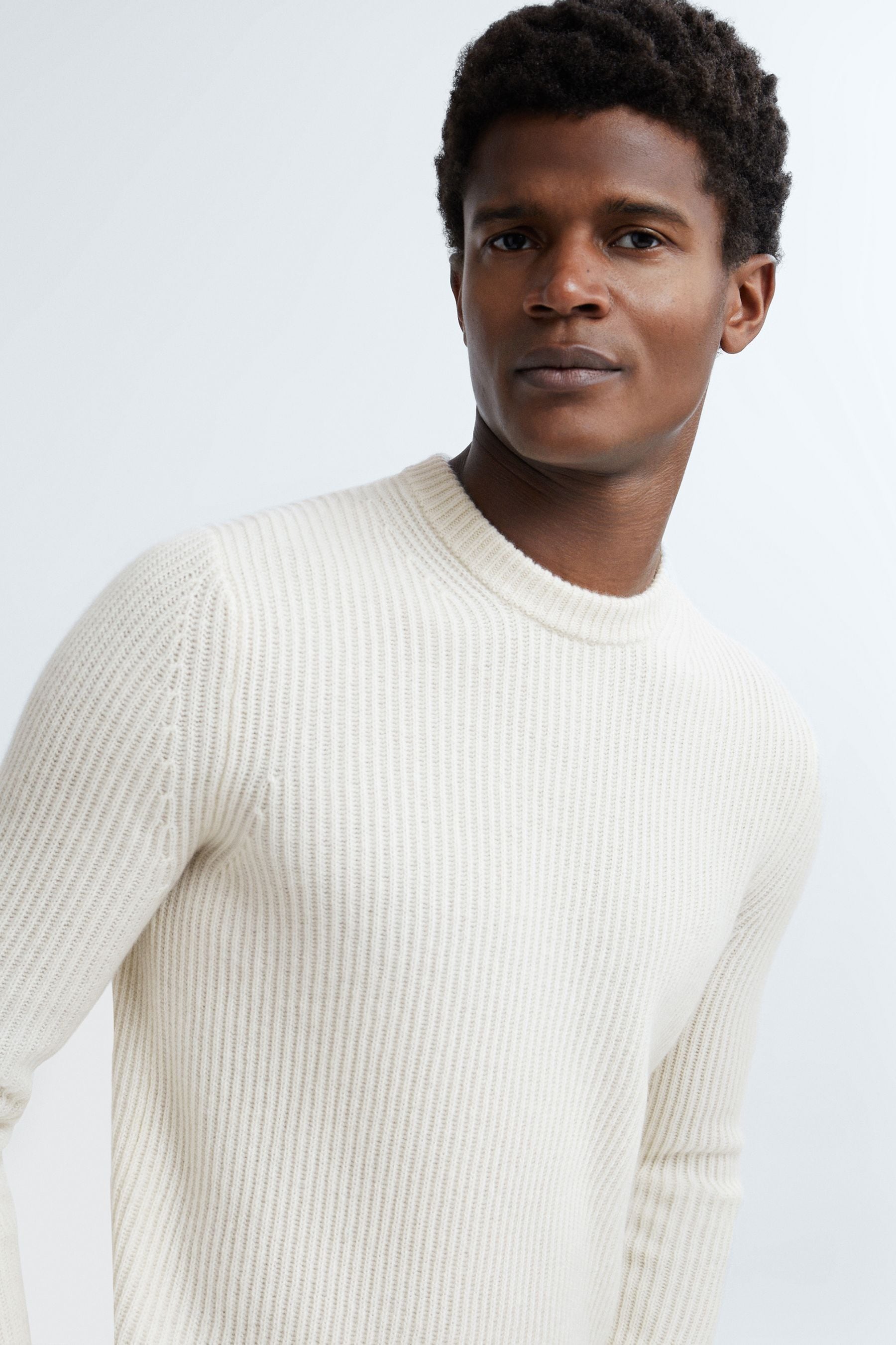 Reiss Sonia Chunky Ribbed Jumper in Off White Womens Size L