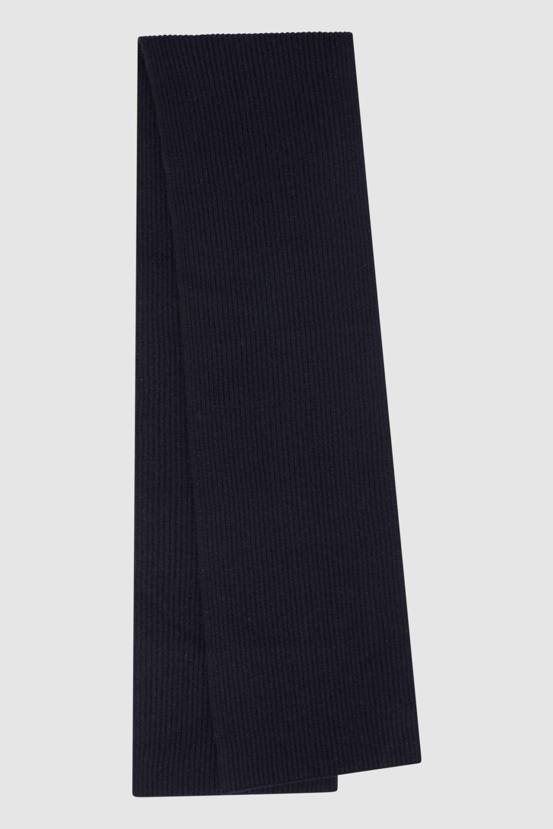 Reiss Alderny - Navy Cashmere Ribbed Scarf, One