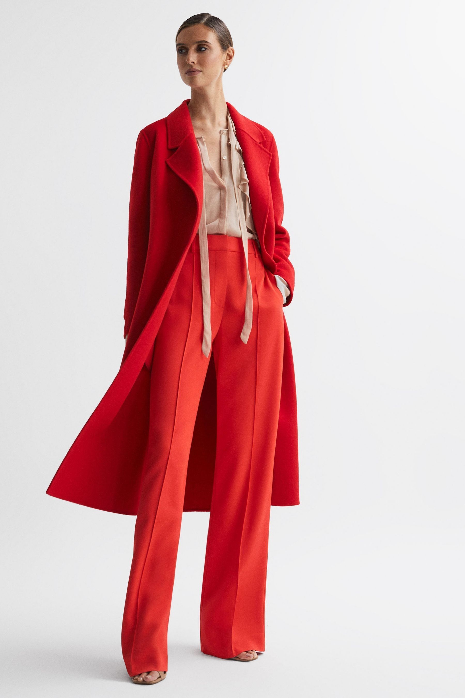 Emile - Coral Wool Belted...