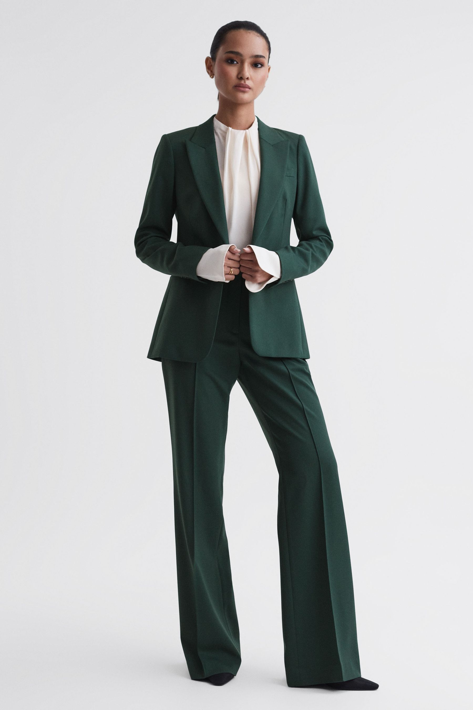 Reiss Jade - Bottle Green Petite Tailored Fit Single Breasted Suit Blazer, Us 2