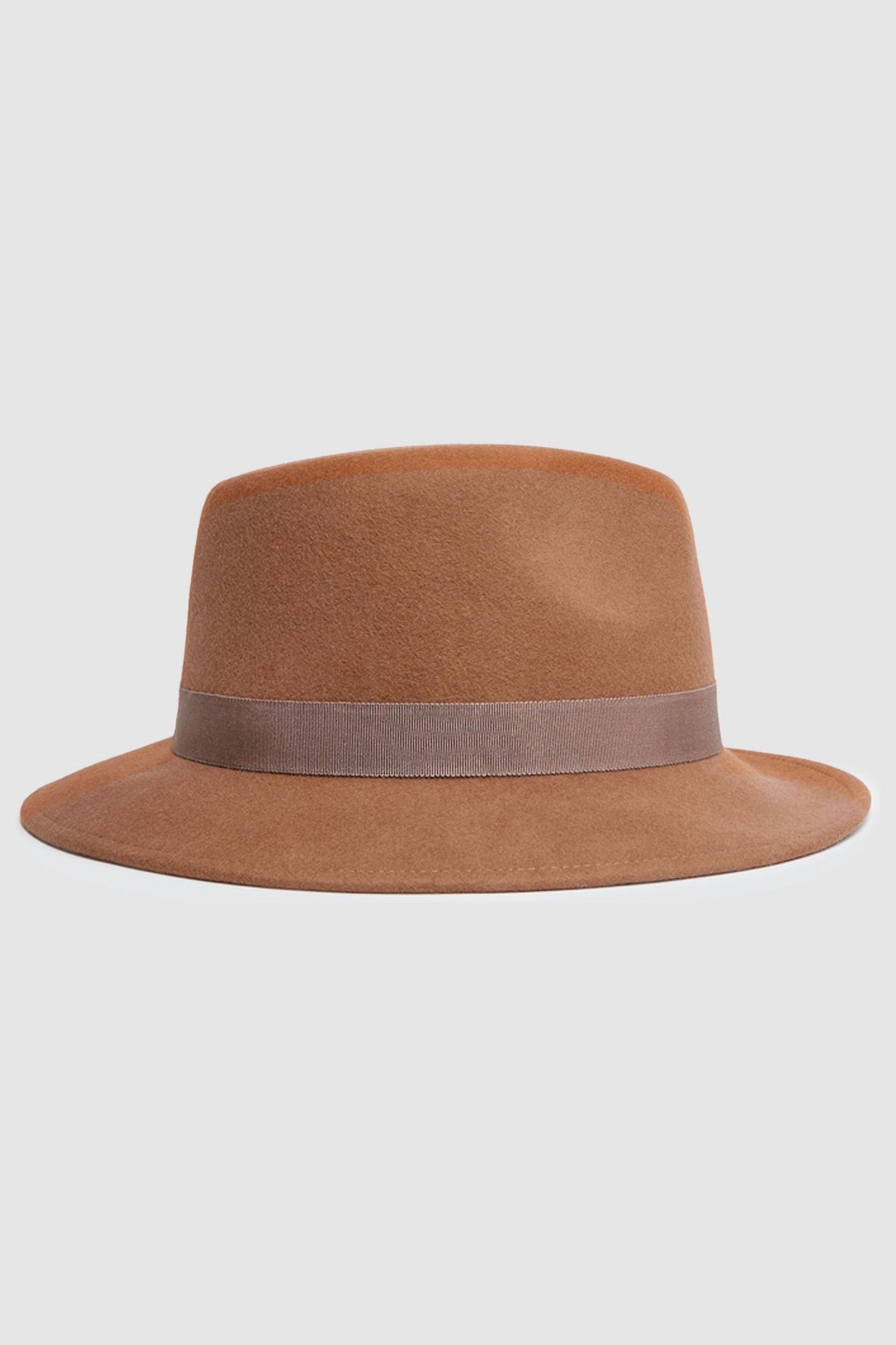 Shop Reiss Ally - Camel Ally Wool Fedora Hat, Uk S-m