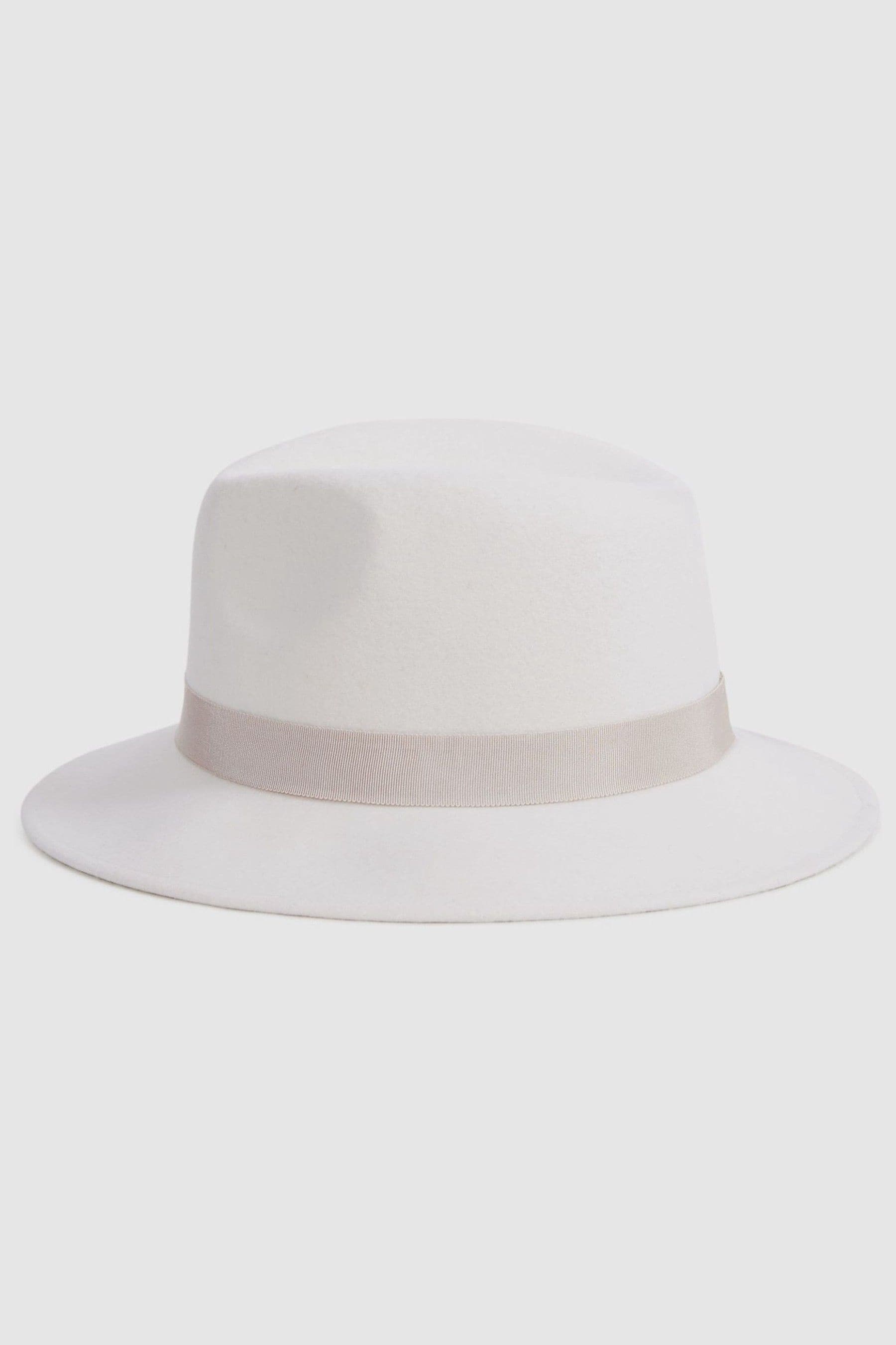 Reiss Ally - Ivory Wool Fedora Hat, Uk S-m