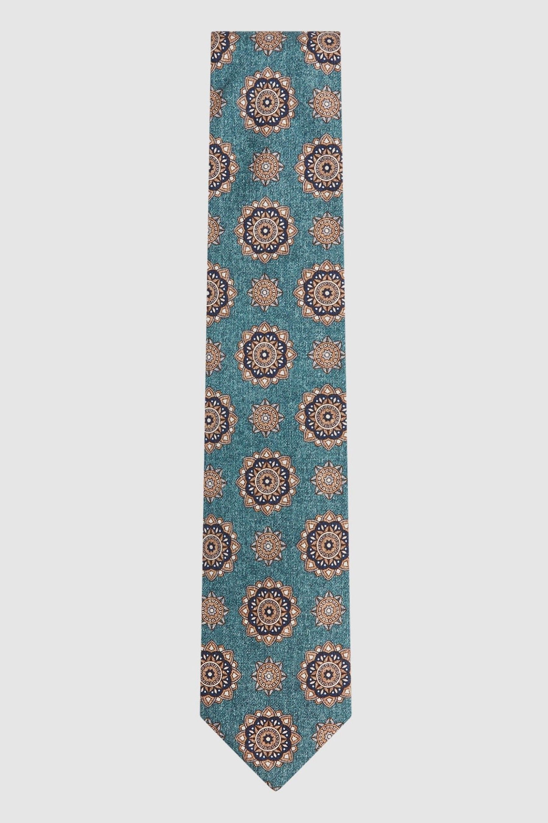 Reiss Vulcano - Sea Green Melange Vulcano Silk Medallion Tie, One