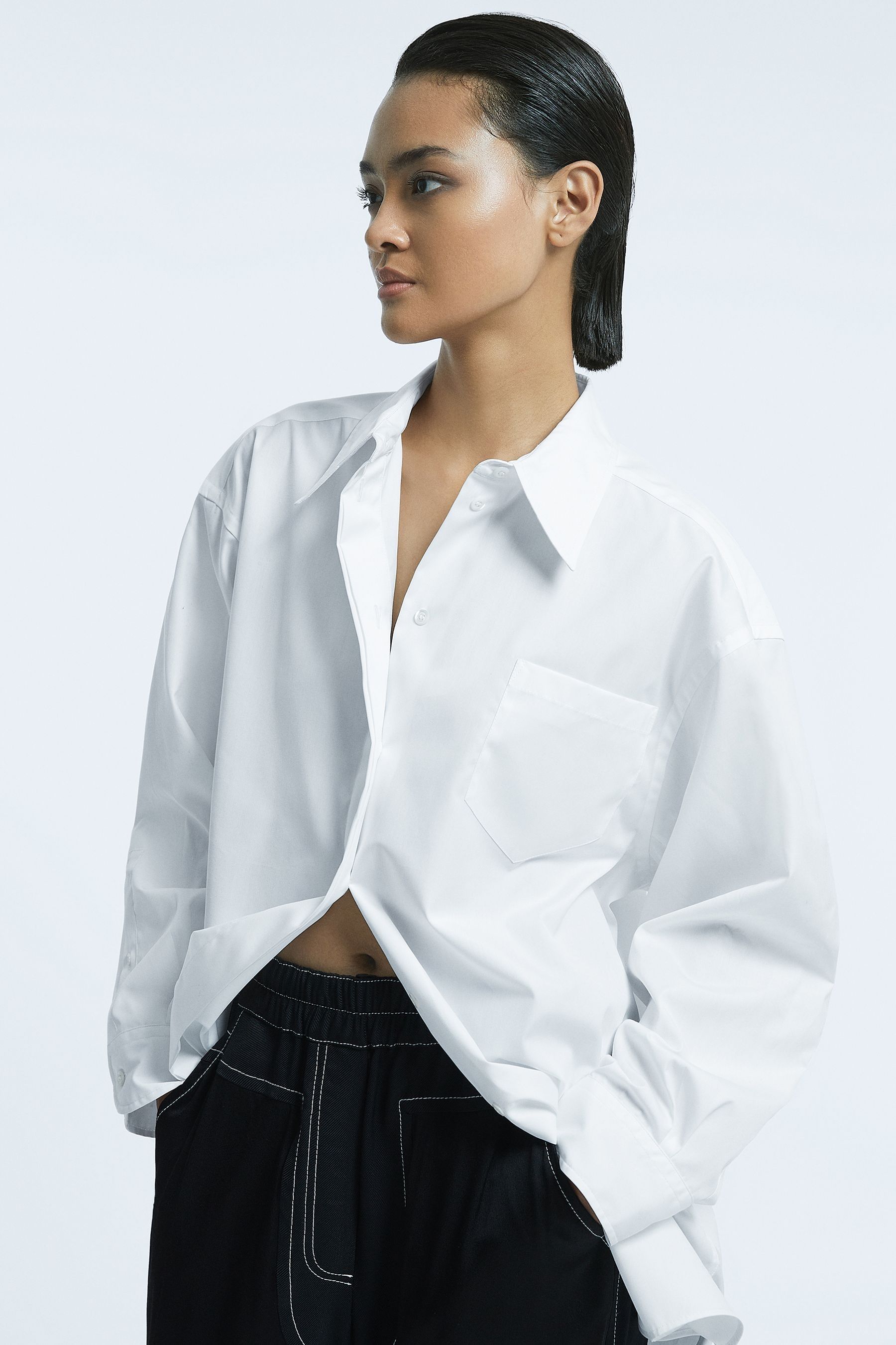 Atelier Oversized Button-through Cotton Shirt In White