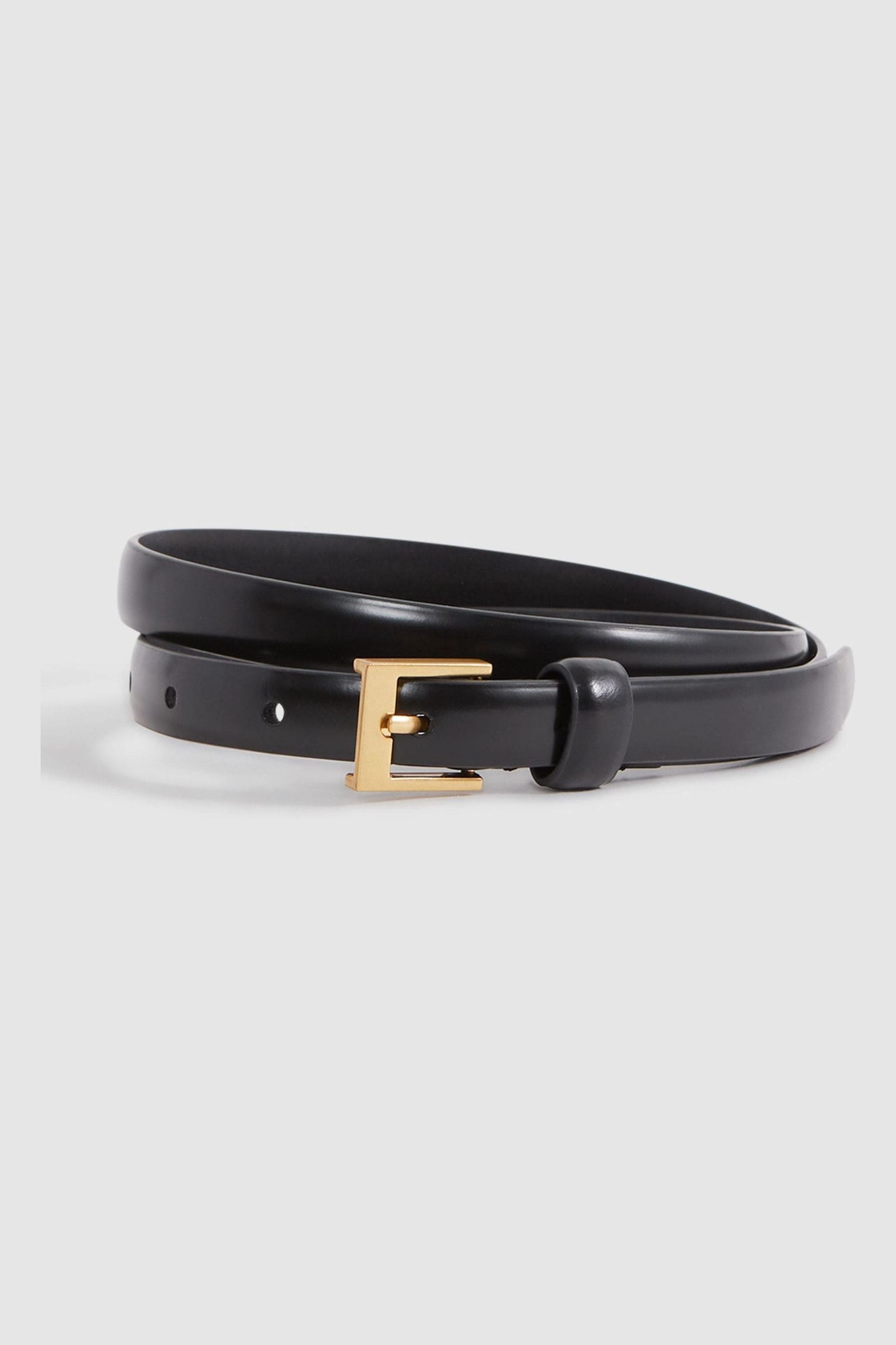 Reiss Holly - Black Thin Leather Belt, L