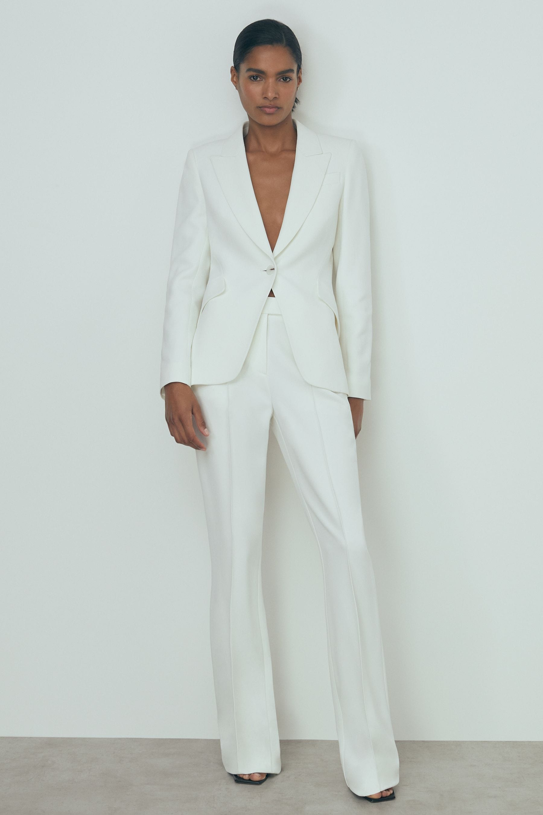 Atelier Slim Flared Suit Trousers In Ivory