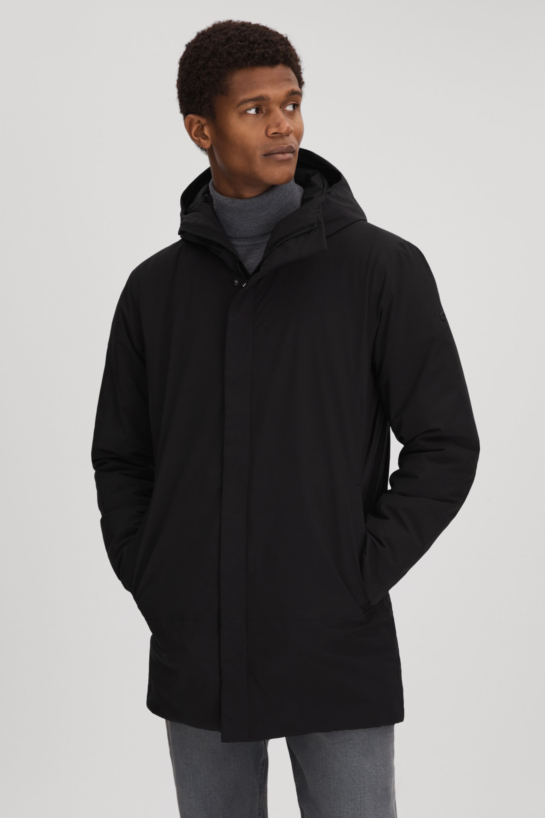 Shop Scandinavian Edition Waterproof Hooded Coat In Black