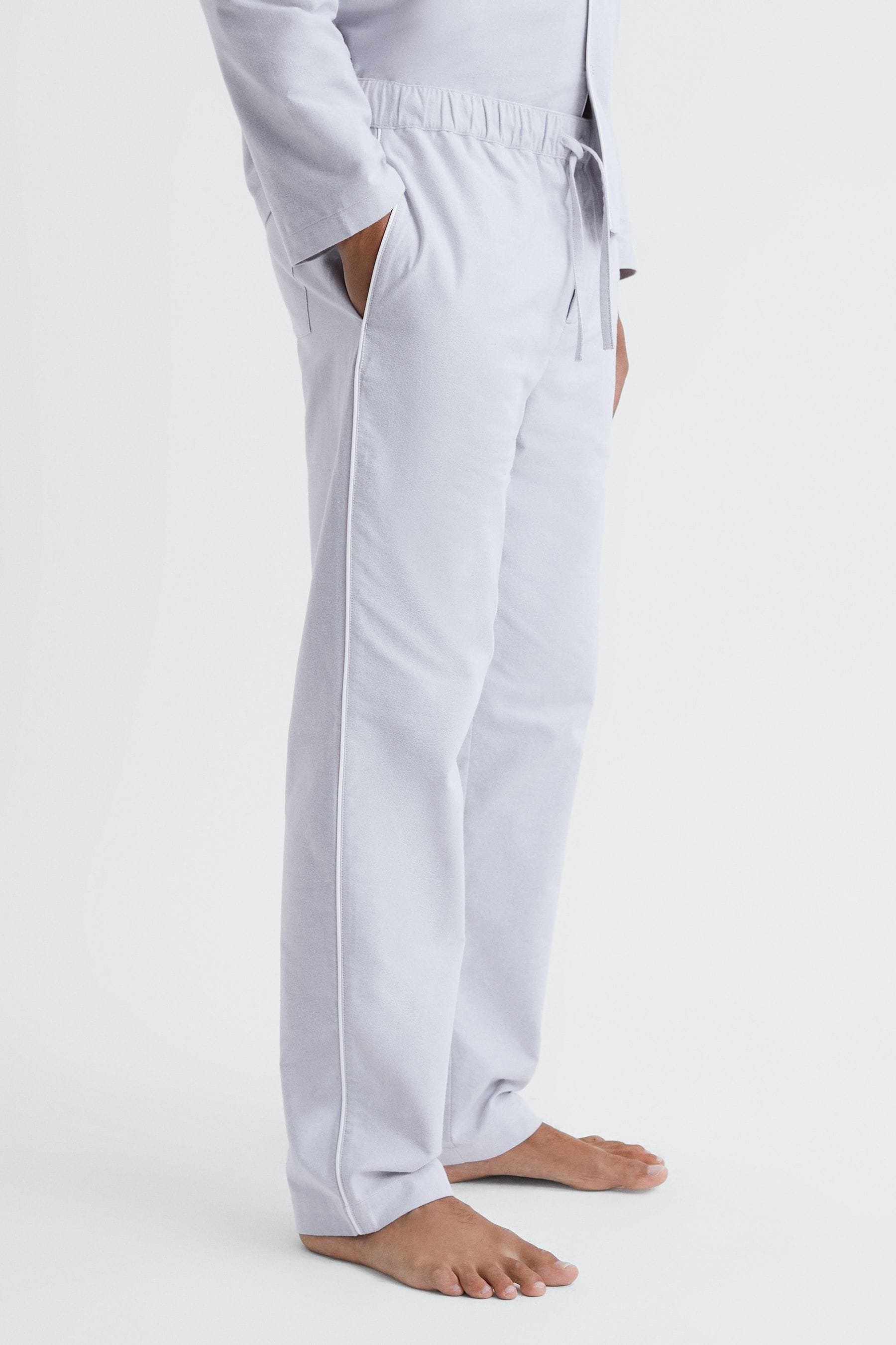 Reiss Farley - Ice Grey Cotton Drawstring Pyjama Bottoms, Xl
