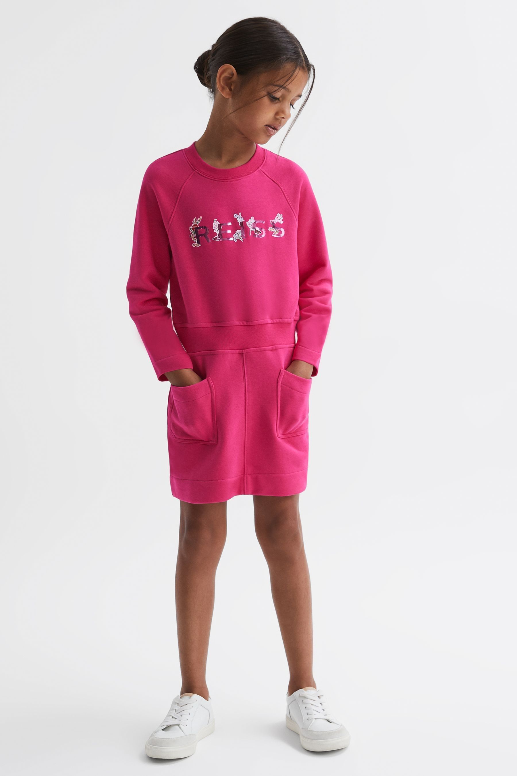 Reiss Kids' Janine - Pink Junior Sweatshirt Dress, Age 4-5 Years