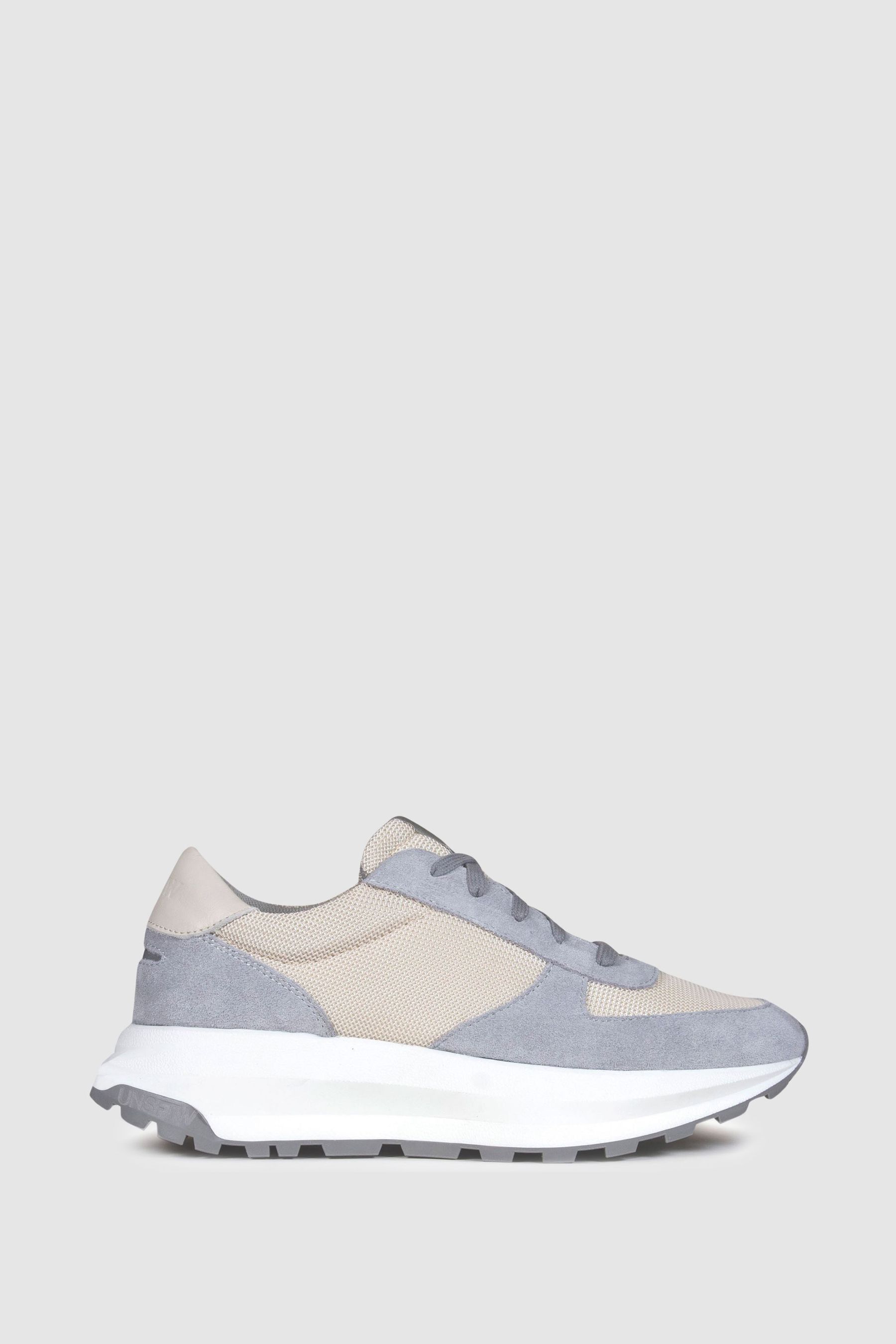 Unseen Footwear Suede Mesh Trinity Trainers In Grey/white