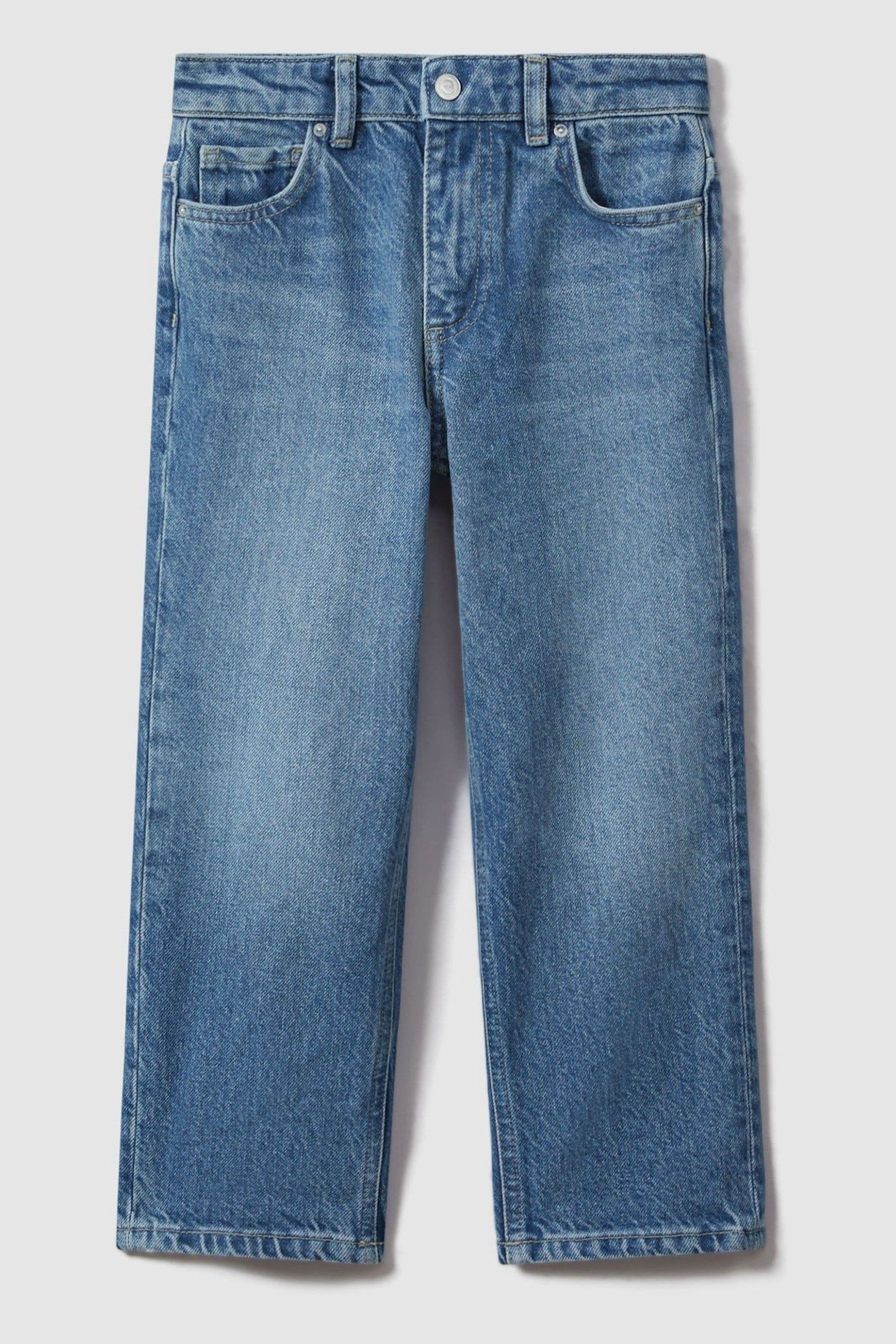 Reiss Kids' Ronnie - Mid Blue Loose Fit Adjuster Jeans, Uk 13-14 Yrs