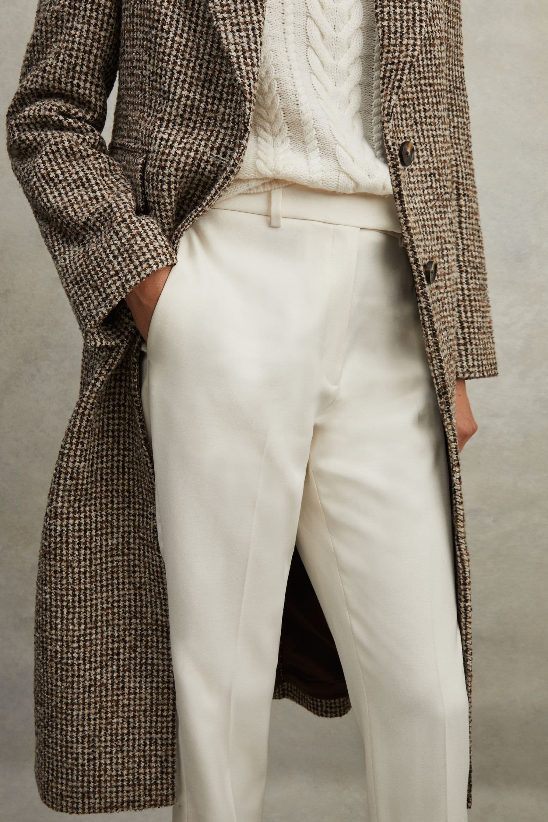 Reiss Cream Slim Fit Suit Trousers In Cream