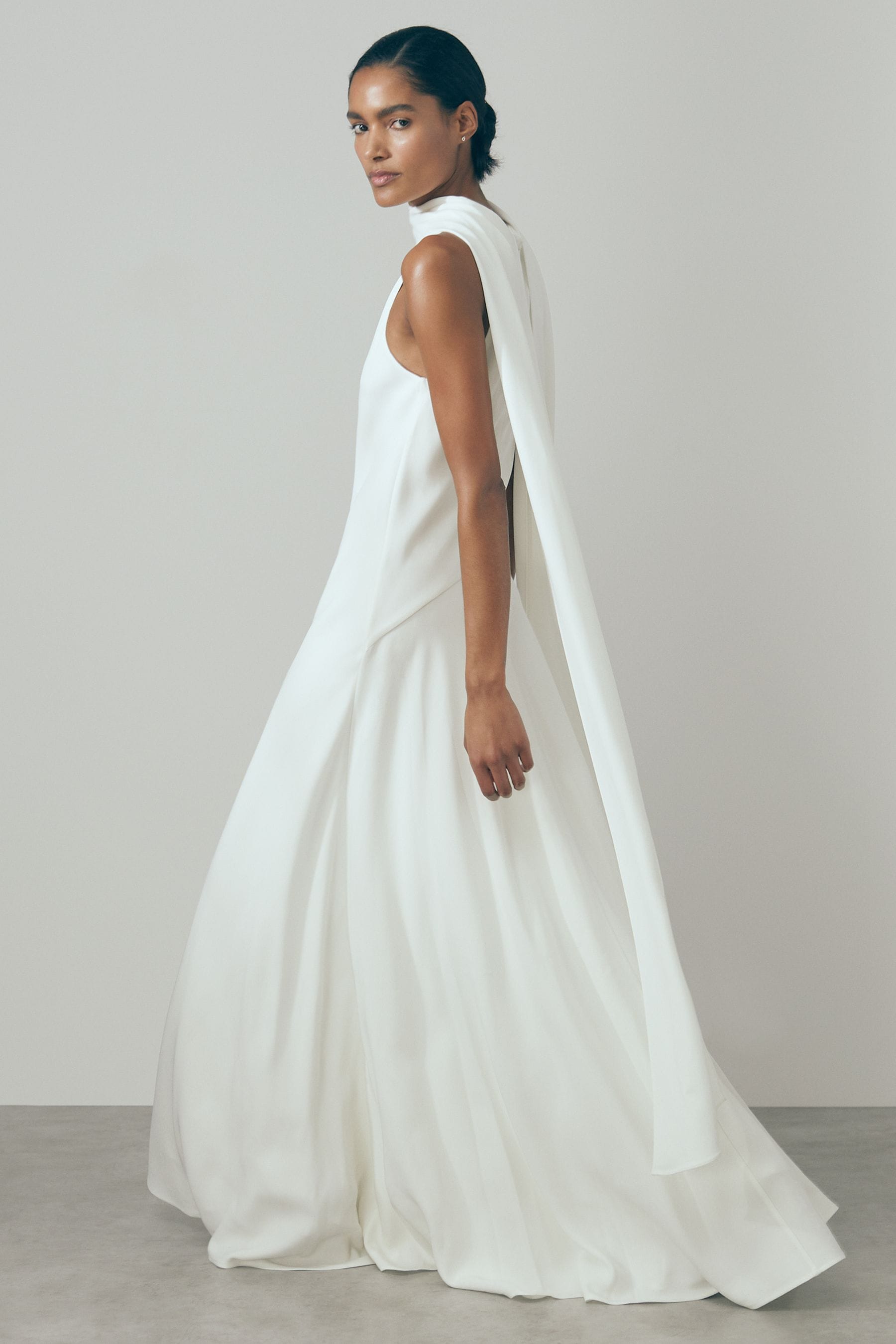 Atelier Cape Maxi Dress In Ivory